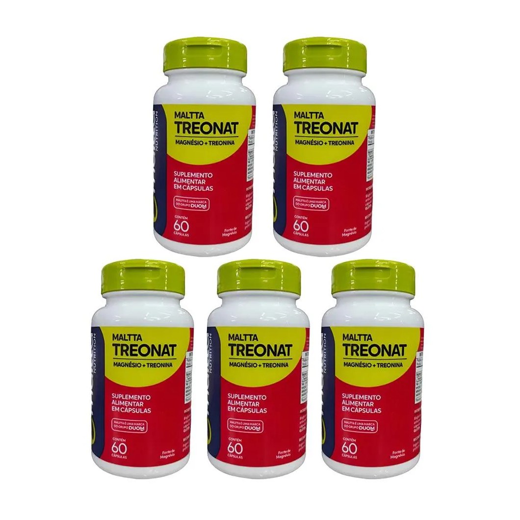 Kit 5 Treonat Magnésio + Treonina - 60 Caps - Maltta