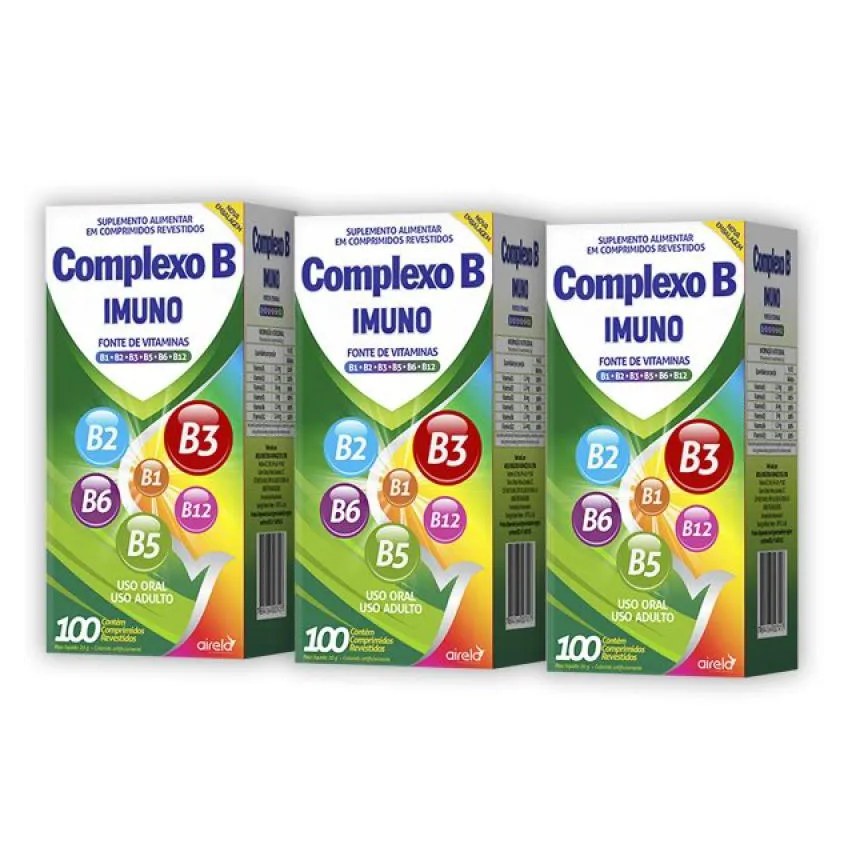 Kit 03 Unidades Complexo B com B12 Imuno Airela com 100 Comprimidos