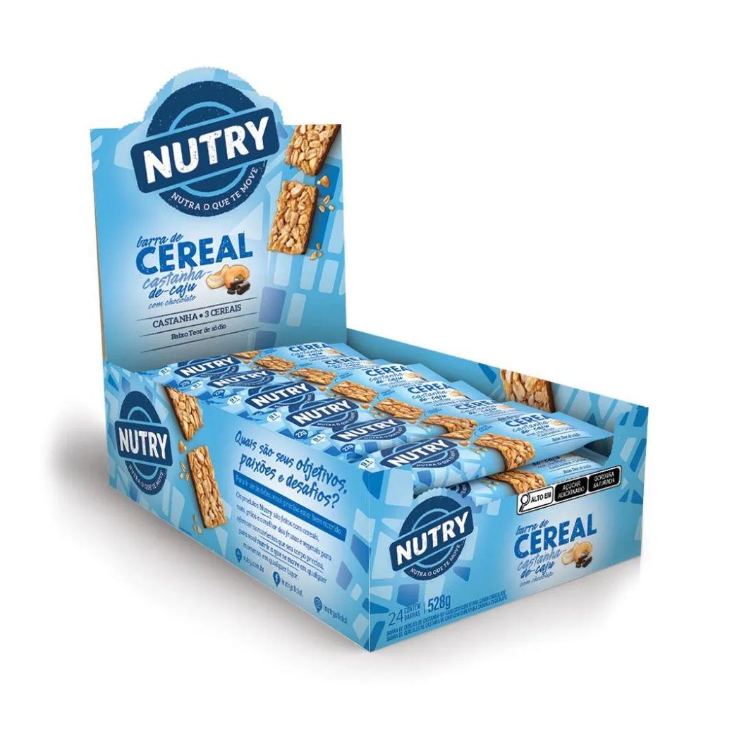 Barra de Cereal Display C/24 Unidades (528G) - Sabor: Castanha de Caju com Chocolate