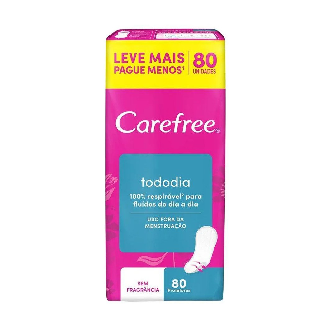 Absorvente Carefree Todo Dia sem Perfume - Embalagem com 80 Unidades
