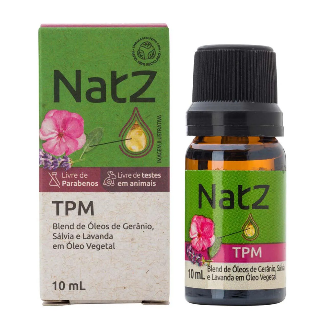 Óleo Essencial Natz TPM Gerânio, Sálvia e Lavanda 10ml