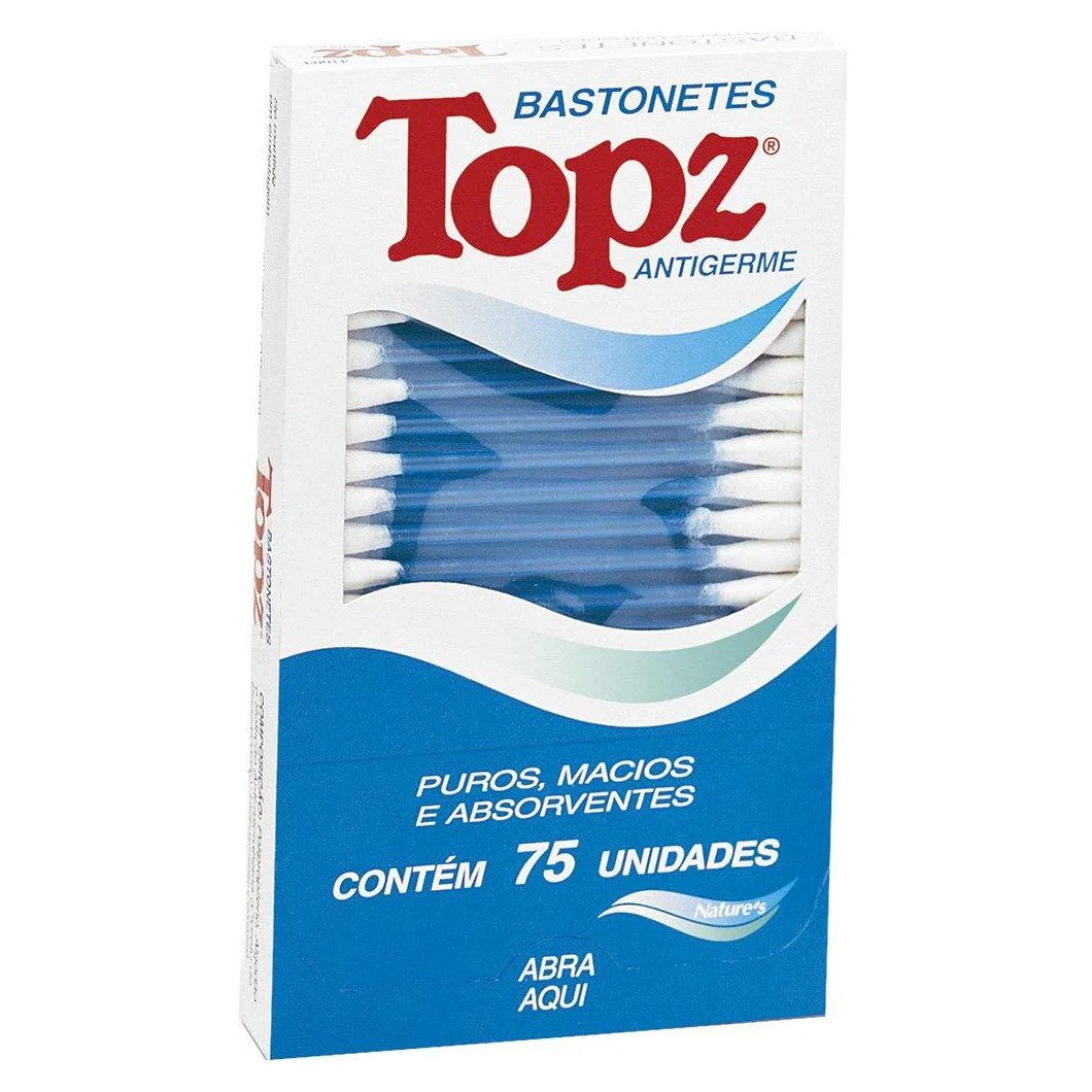 Hastes Flexíveis Bastonetes Topz - 6 Embalagens com 75 Unidades