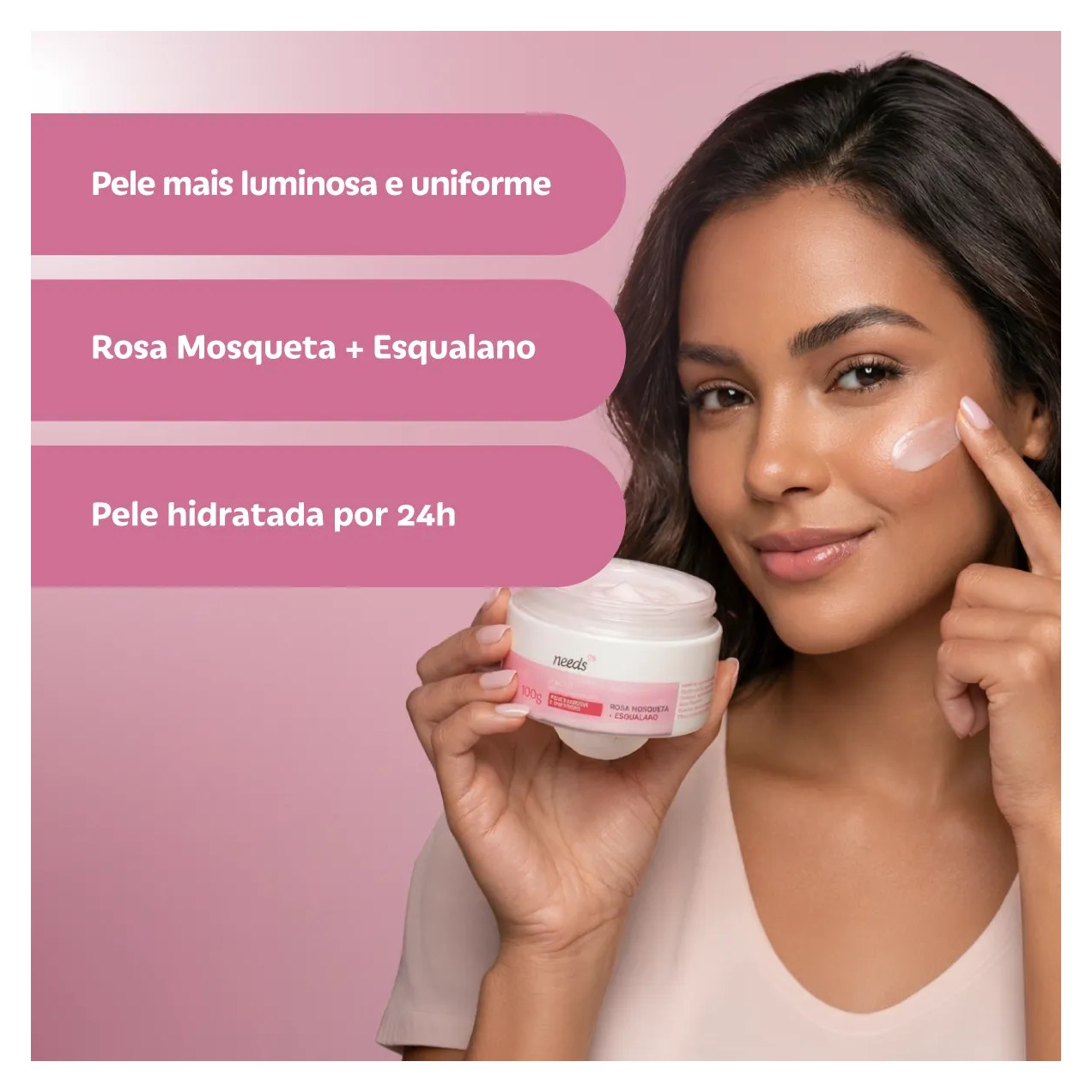 Creme Hidratante Facial Needs Beauty Rosa Mosqueta 100g