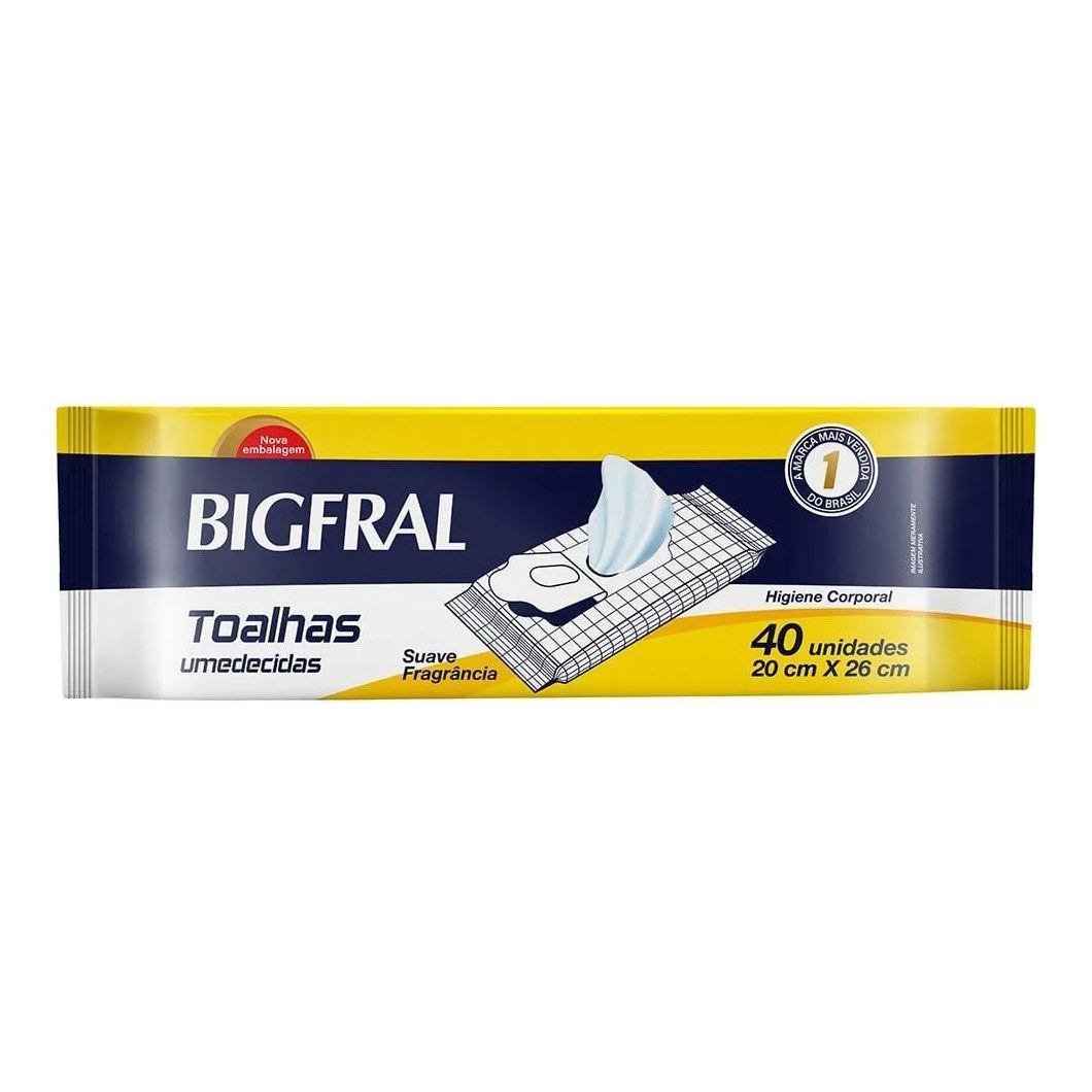 Toalhas Umedecidas Bigfral - Pacote com 40 Toalhas