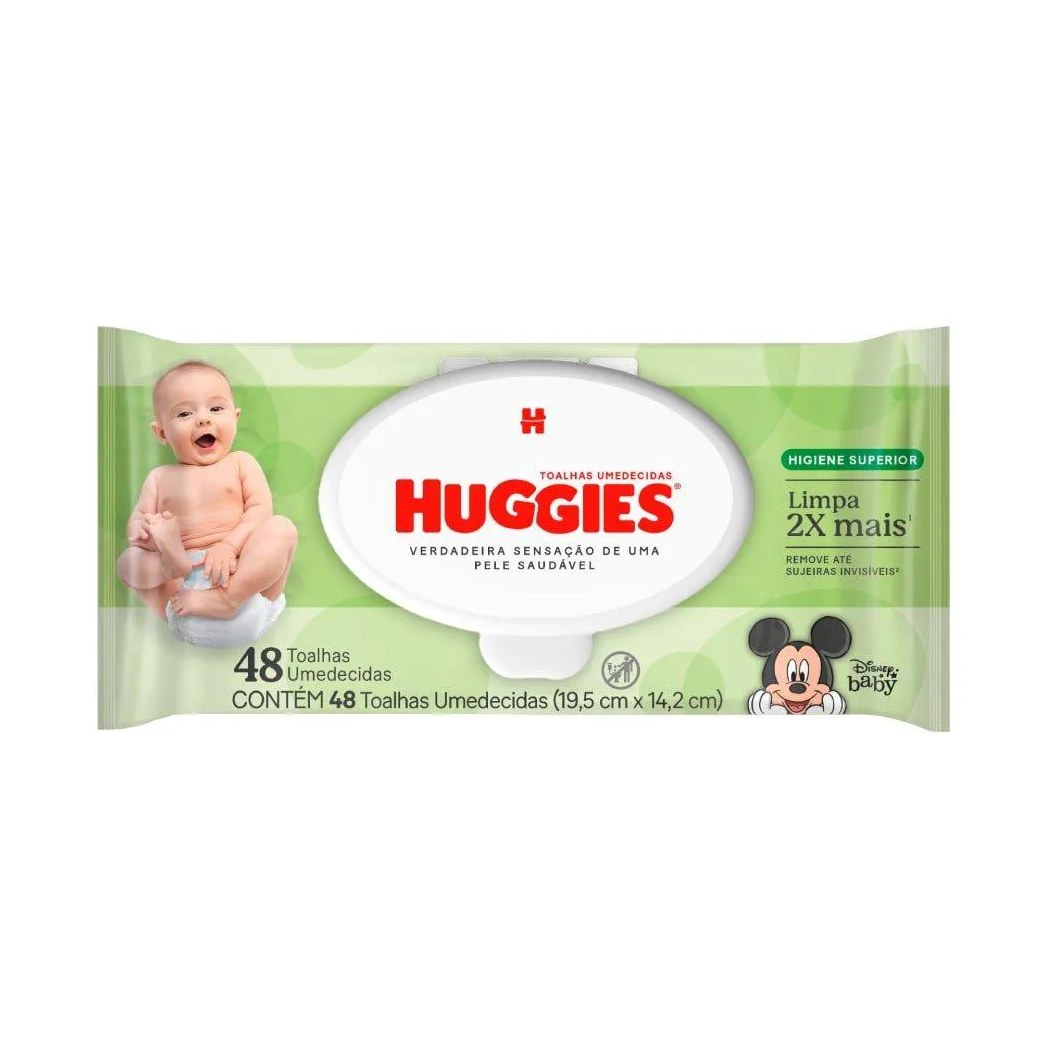 Toalhas Umedecidas Huggies Higiene Superior - Pacote com 48 Toalhas