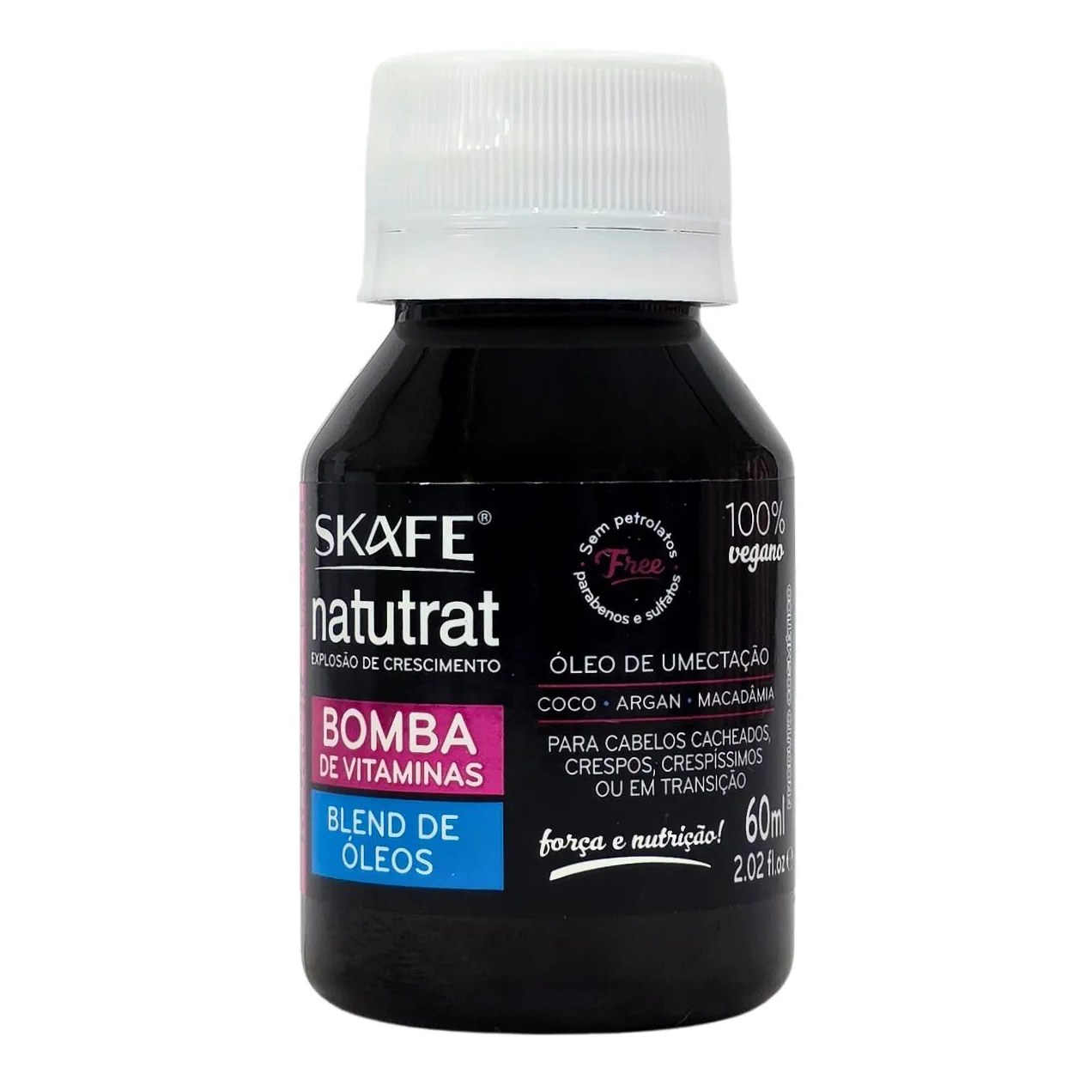 Bomba de Vitaminas Capilar Óleo de Umectação Blend de Óleos 100% Vegano Natutrat Skafe 60Ml