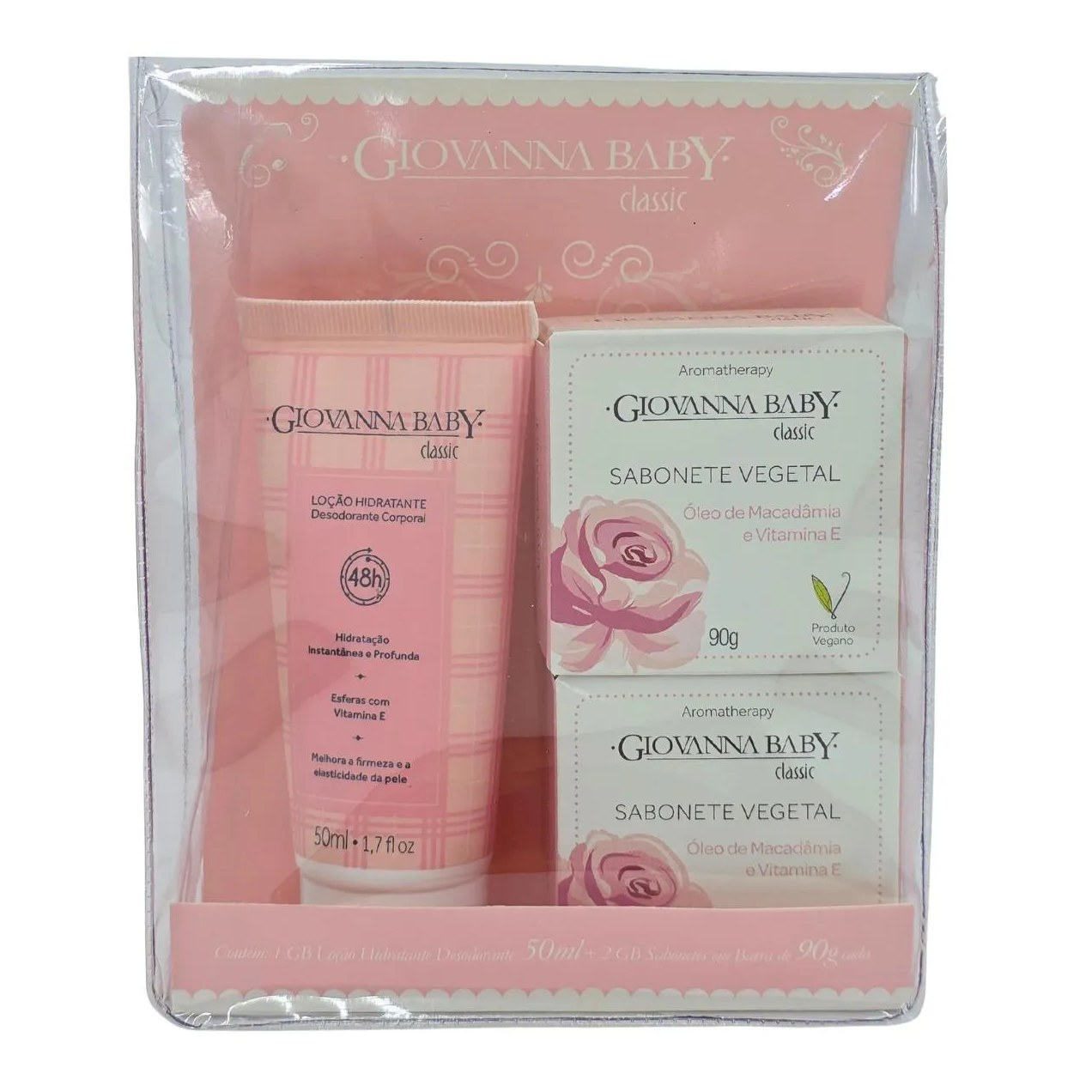 Kit 1 Loção Hidratante 50Ml + 2 Sabonetes em Barra 90G Cada Classic Giovanna Baby