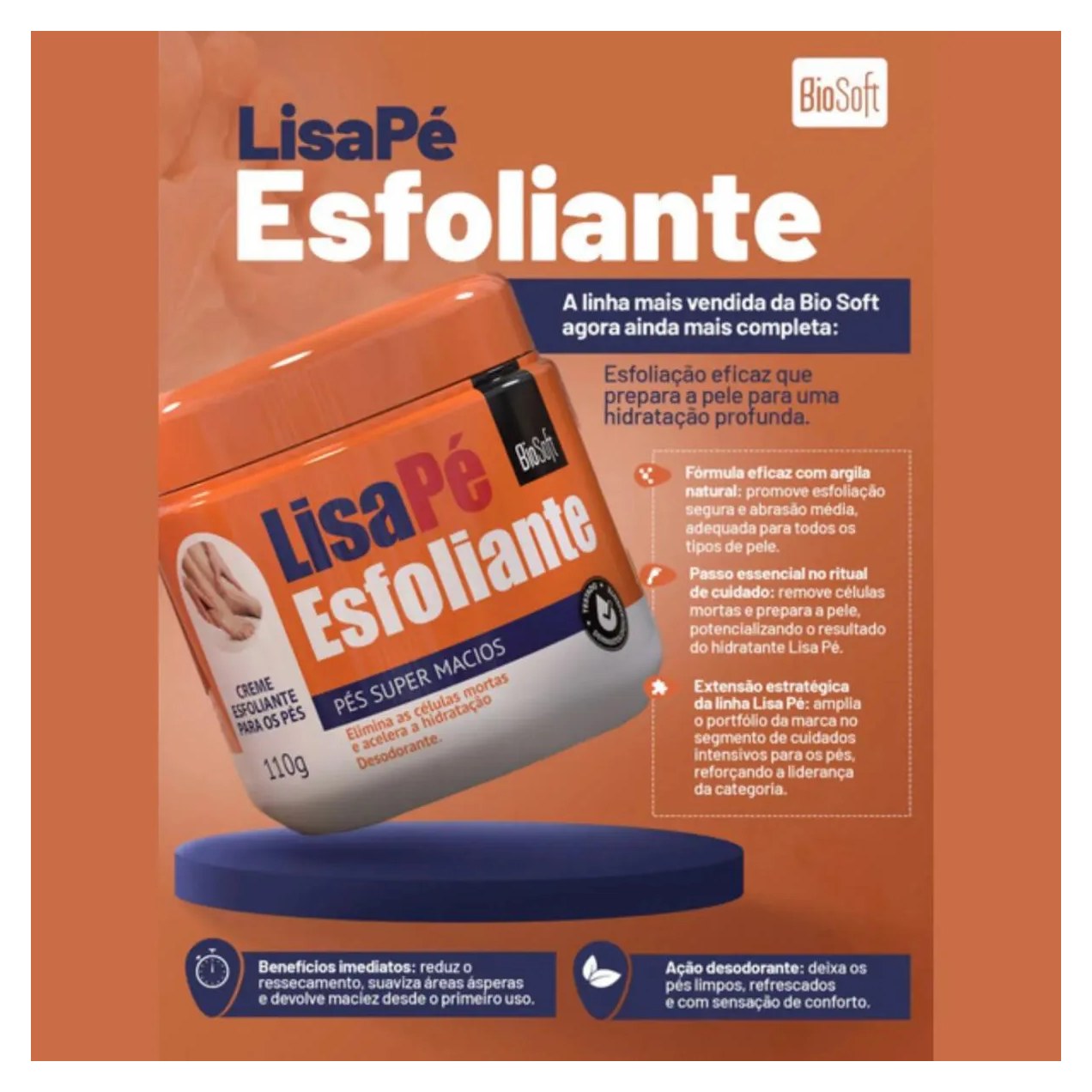 Creme Esfoliante para Pés Argila Natural Lisapé 110G