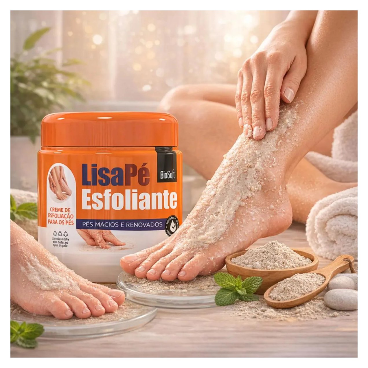 Creme Esfoliante para Pés Argila Natural Lisapé 110G