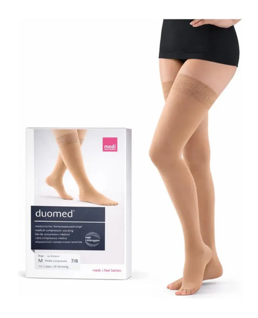 Meia de Compressão 20-30Mmhg 7/8 Meia Coxa Duomed Bege - Mediven M