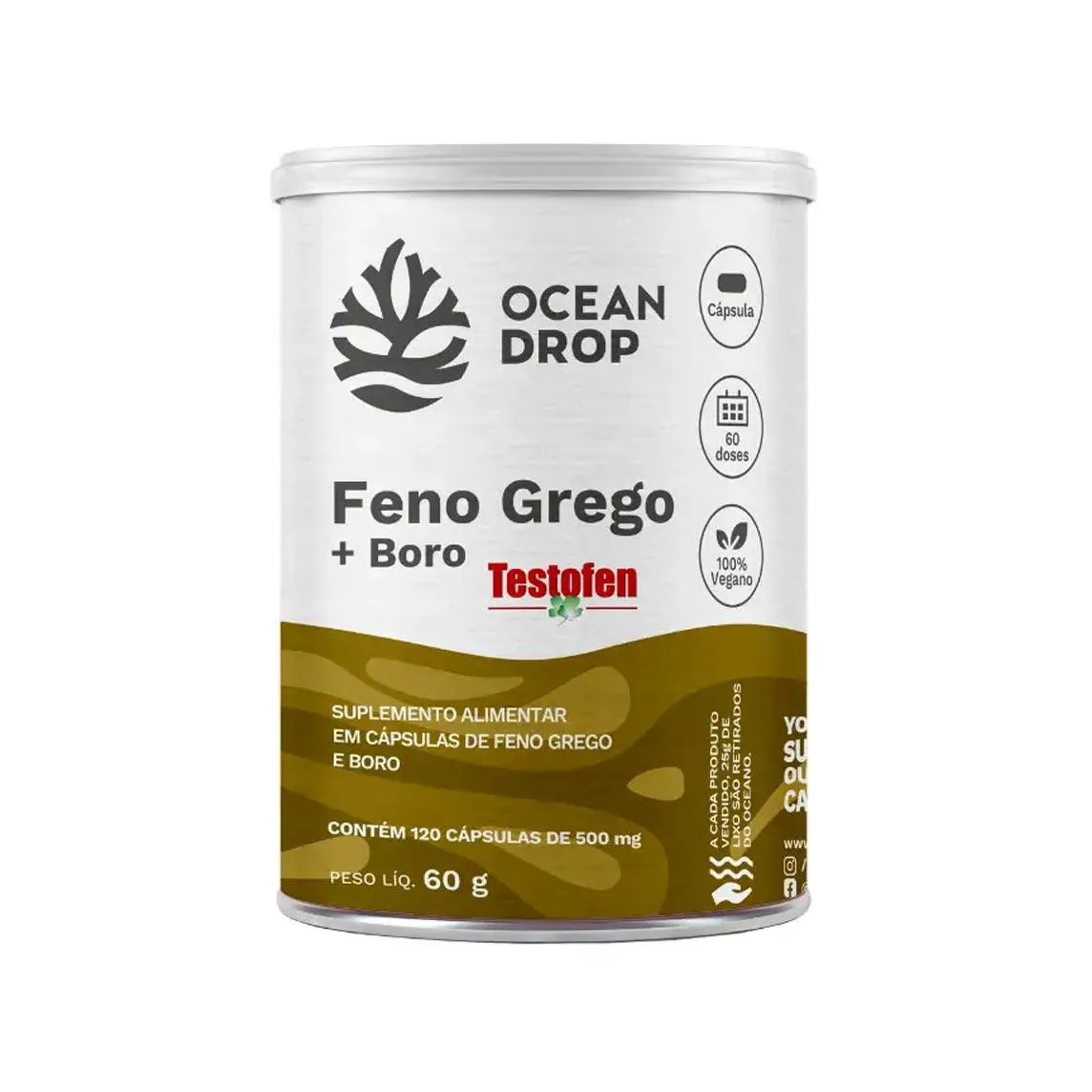 Feno Grego + Boro Testofen - 120 Caps - Ocean Drop
