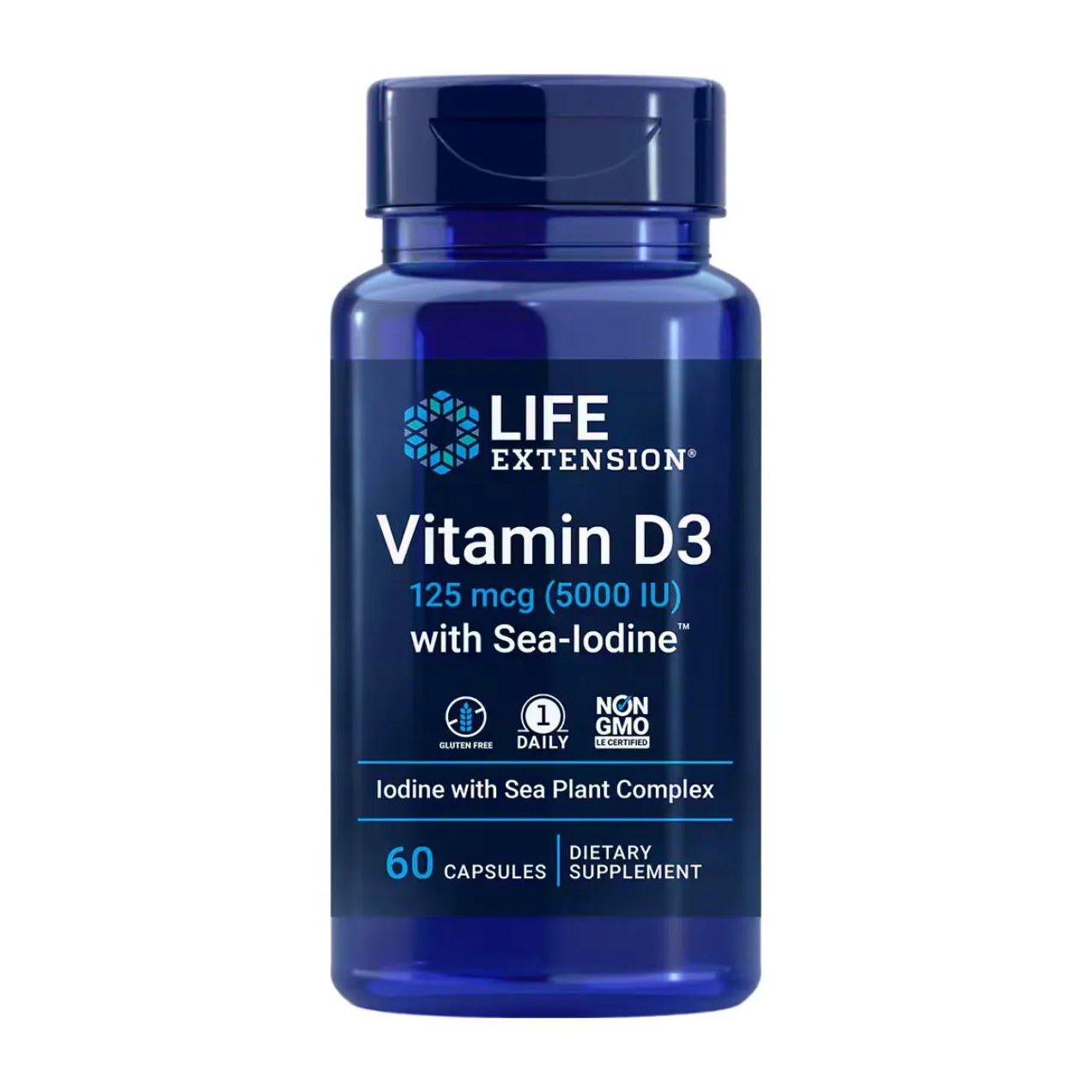 Vitamina D3 com Iodo Marinho 60 Cápsulas Life Extension