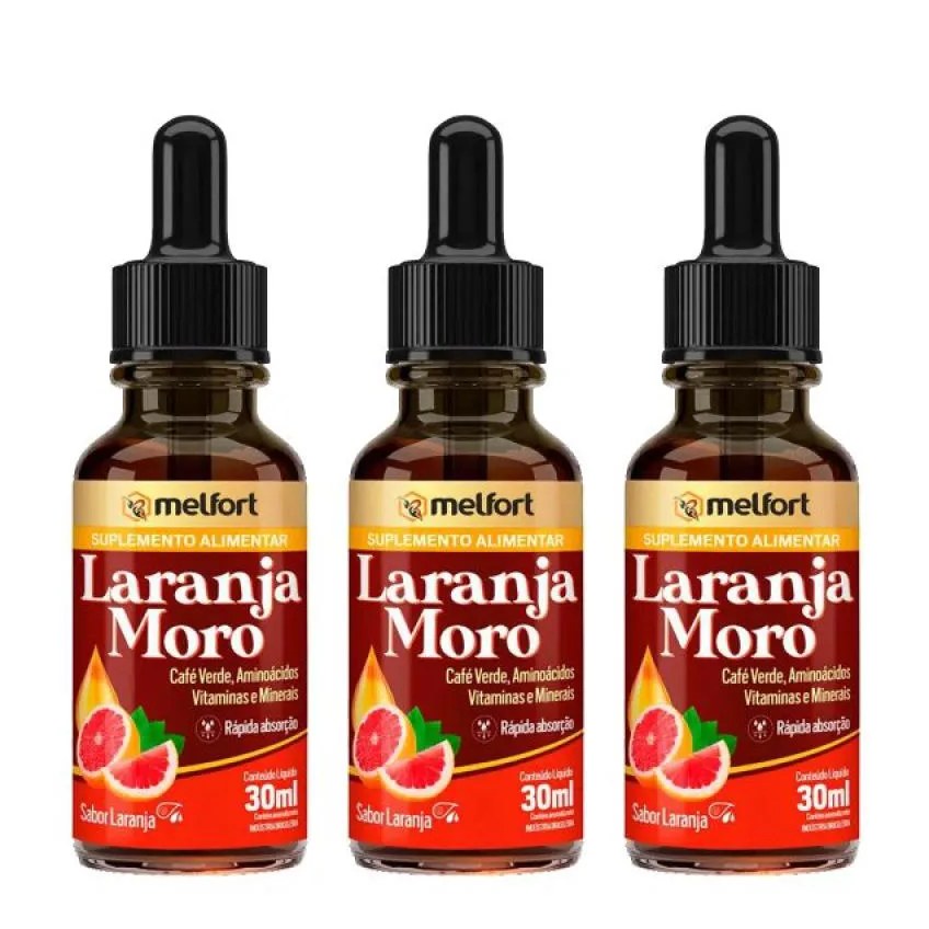 Kit 03 Unidades Laranja Moro Gotas 30Ml Melfort