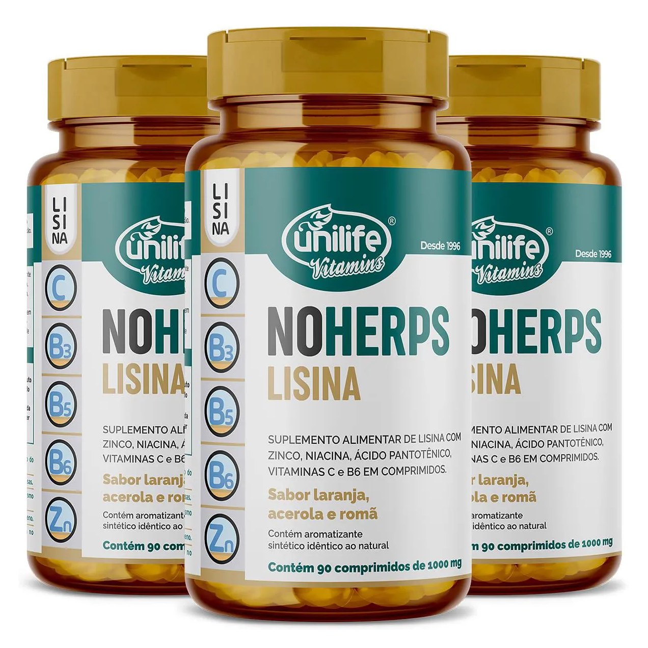 Noherps Lisina 3 X 90 comprimidos Unilife