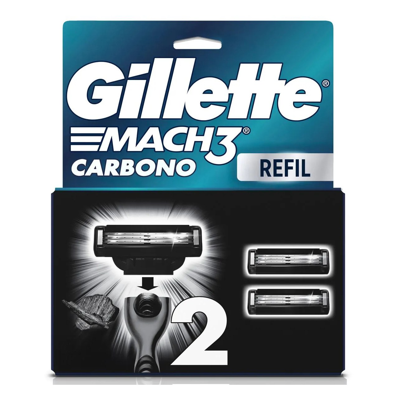 Refil para Aparelho de Barbear Gillette Mach3 Carbono 2 cargas