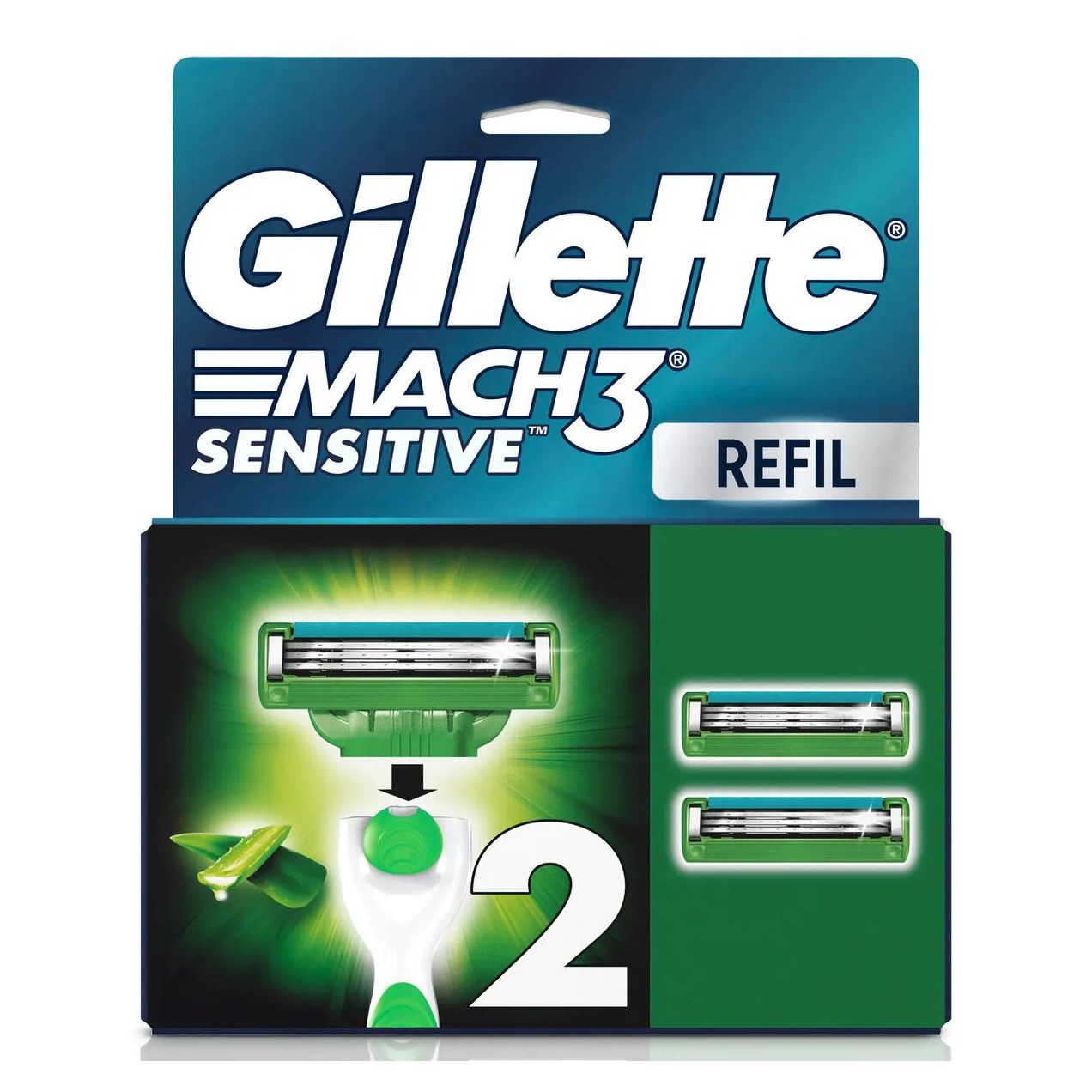 Carga para Aparelho de Barbear Gillette Mach3 Sensitive com 2 unidades
