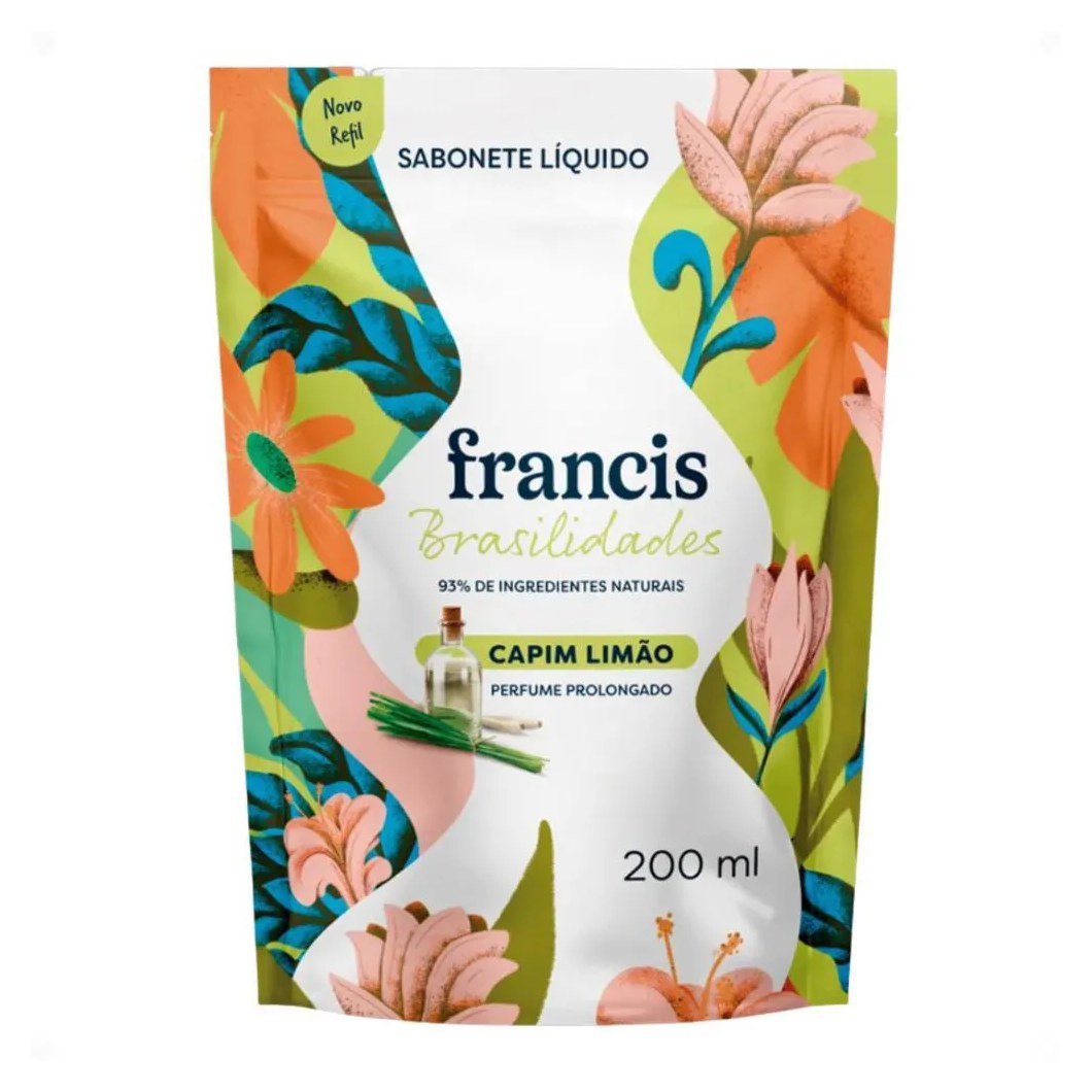 Refil Sabonete Líquido Corpo e Mãos Francis Brasilidades Capim Limão 200Ml