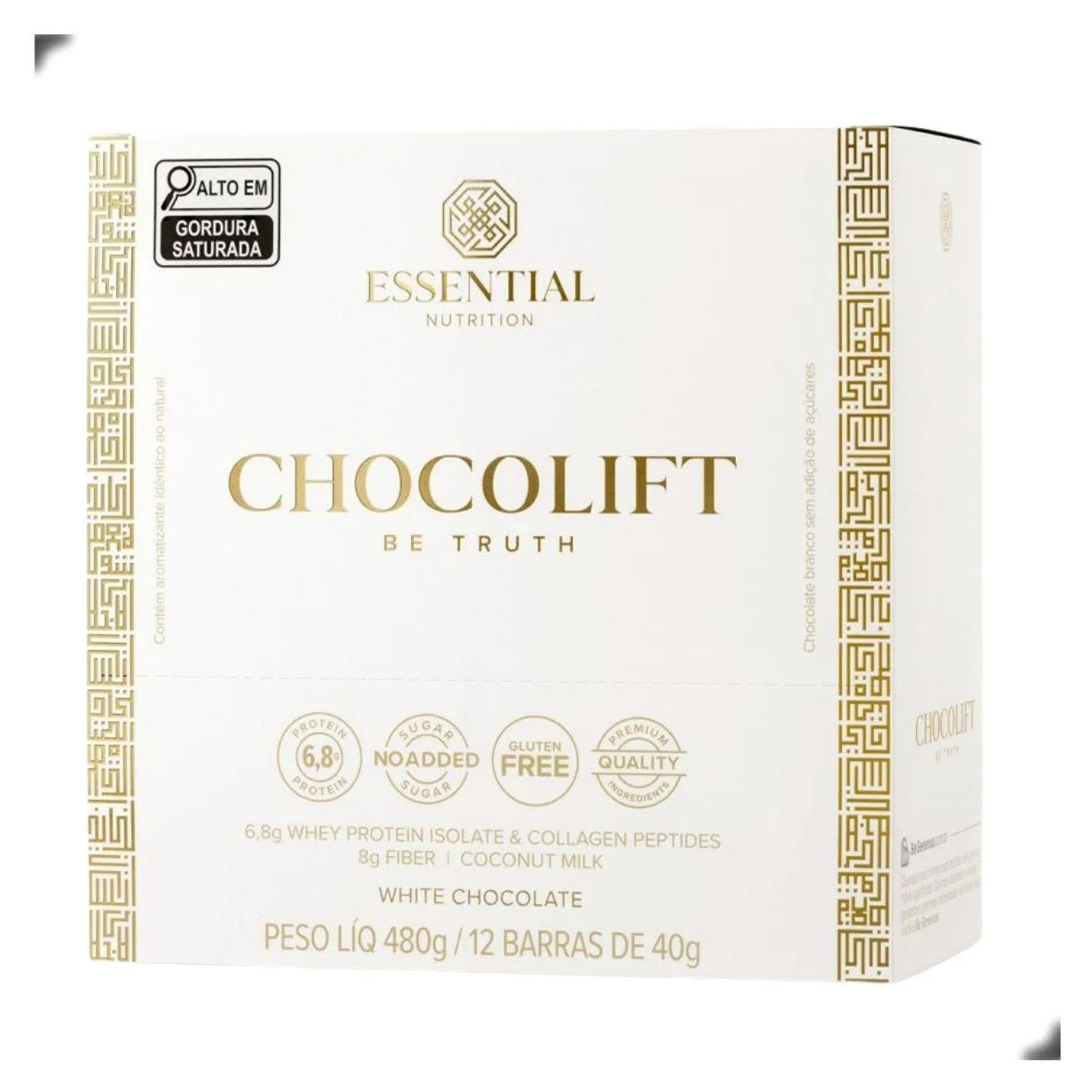 Barra de Chocolate Chocolift Be Truth 40G Box 12Un Essential Chocolate Branco