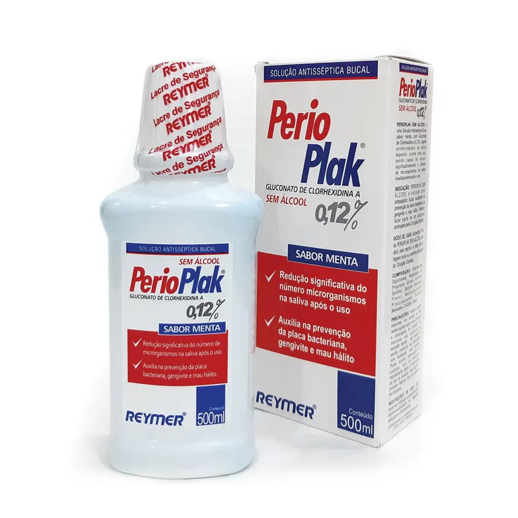 Solução Antisséptica Bucal Perioplak 0,12% sem Álcool Reymer 500ml