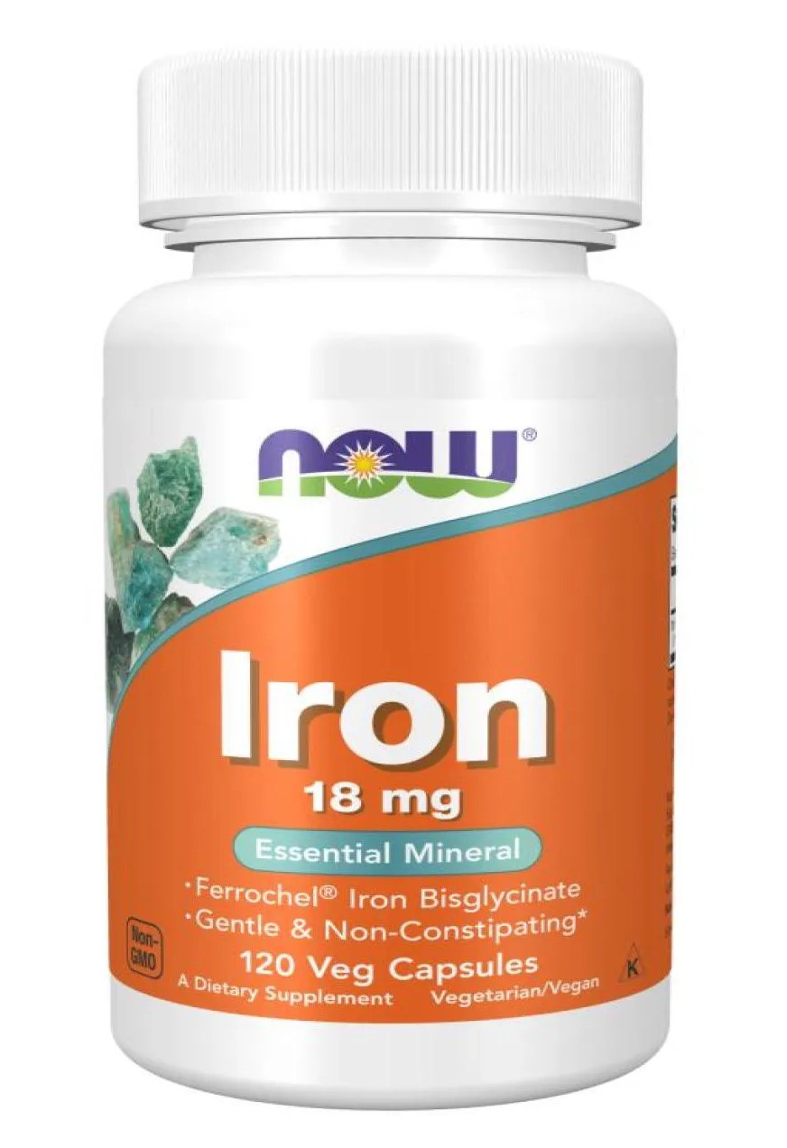 Bisglicinato de Ferro 18Mg 120 Cápsulas Vegetais Now Foods