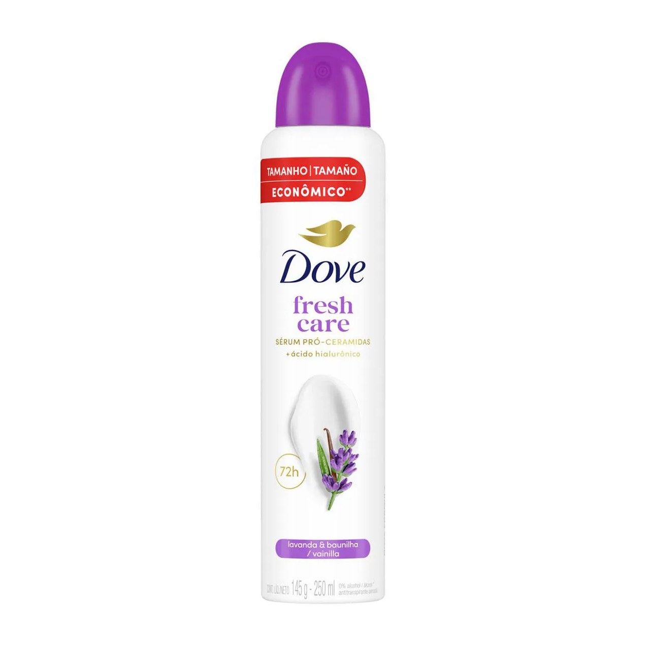Desodorante Antitranspirante Aerossol Dove Fresh Care Lavanda & Baunilha Feminino 72h 250ml