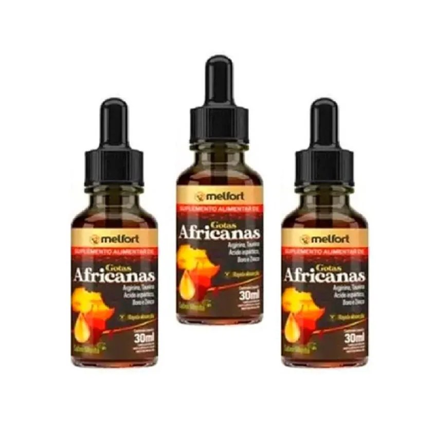 Kit 03 Unidades Gotas Africanas Suplemento Alimentar 30Ml Melfort