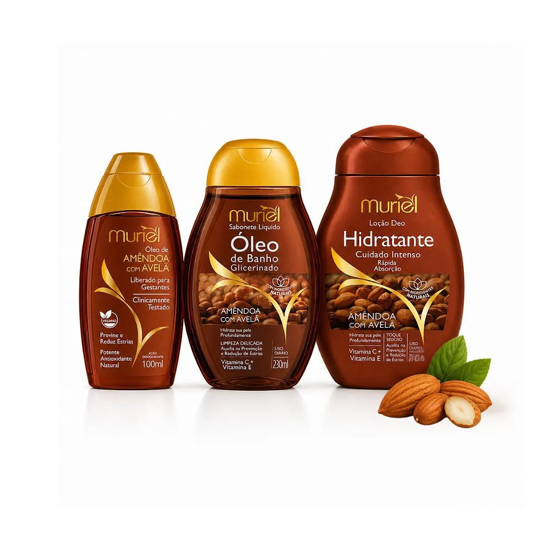 Kit Muriel Amêndoas com Avelã Óleo Corporal + Sabonete + Hidratante