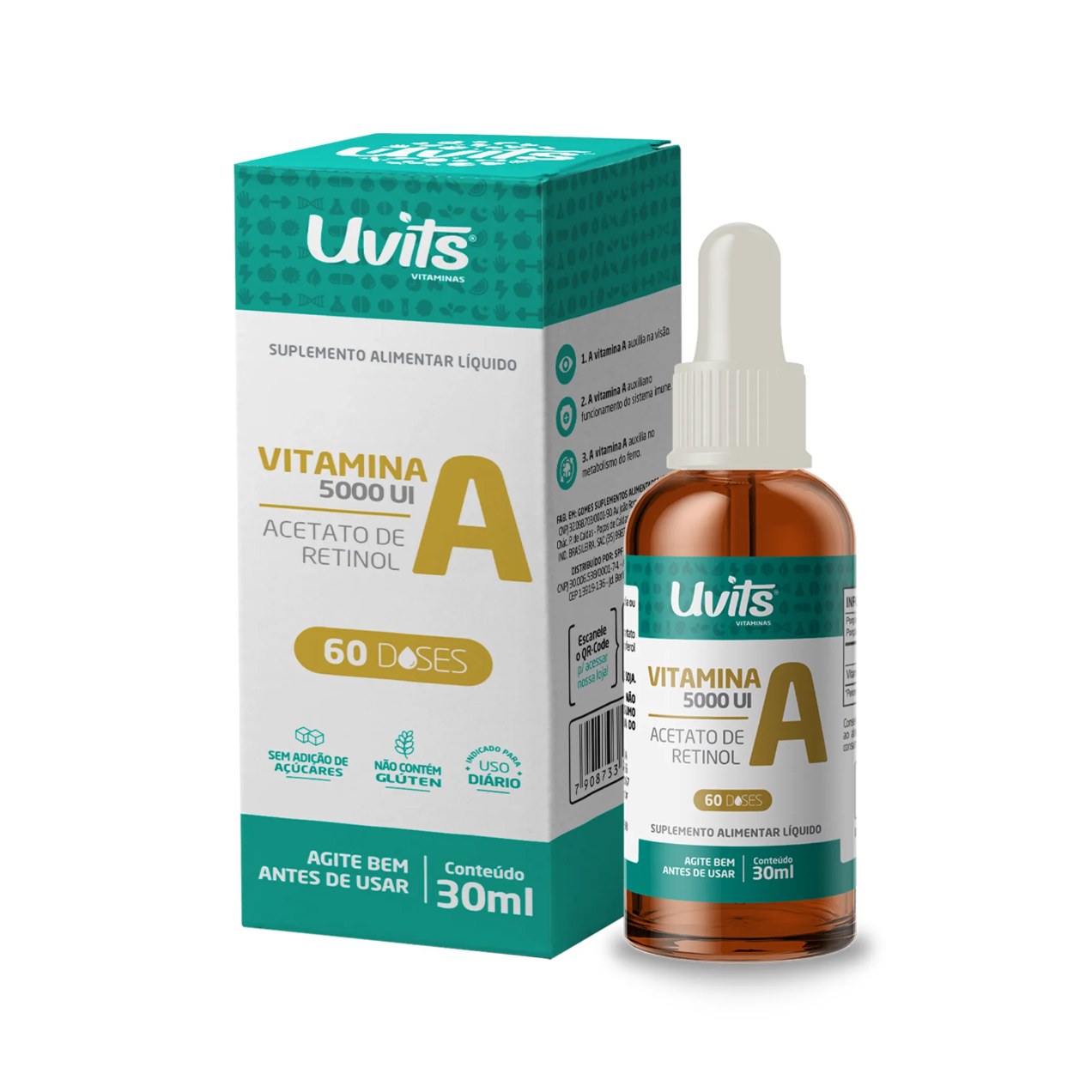 Vitamina A 5000ui 30ml Sublingual - Uvits Sem Sabor