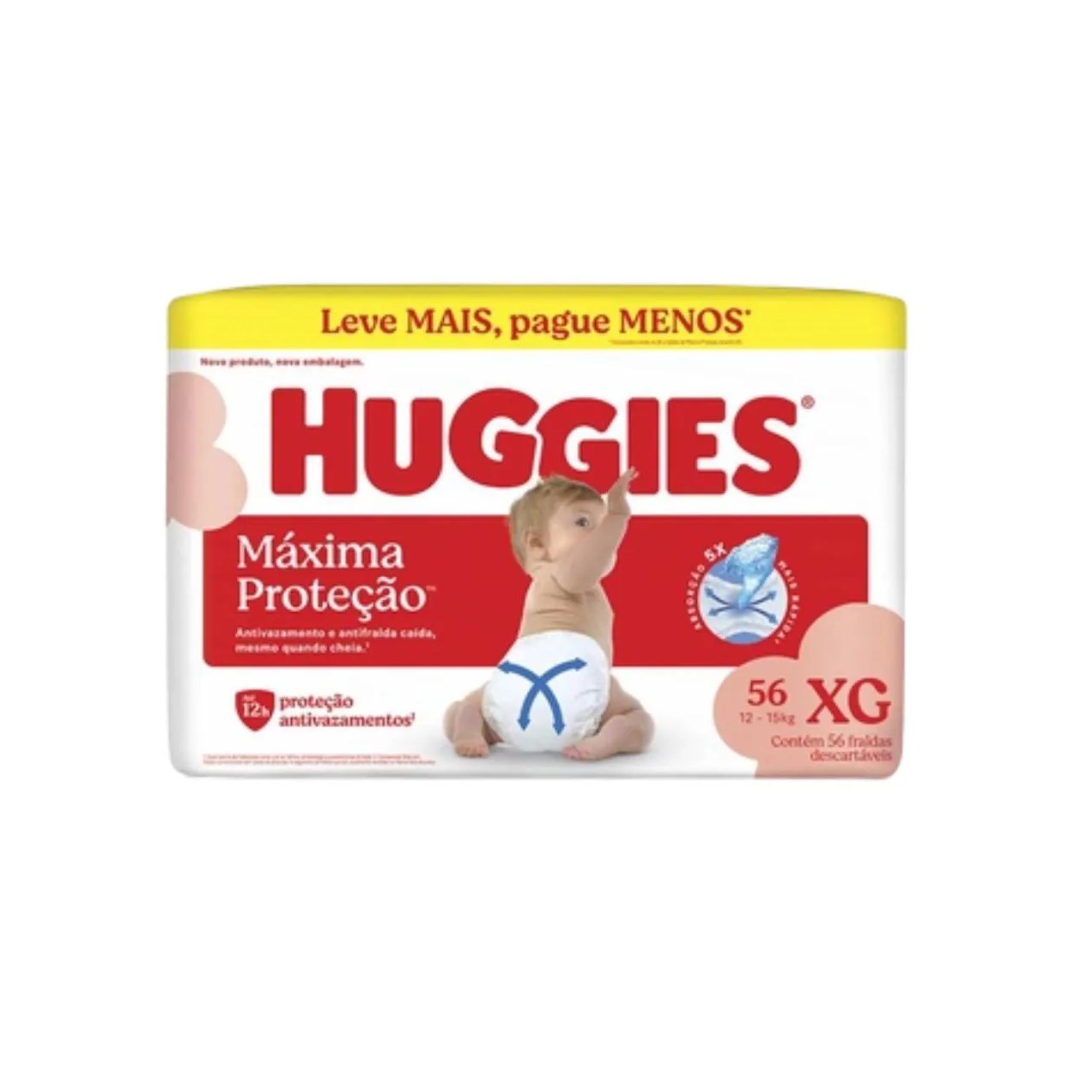 Fraldas Huggies Supreme Care Hiper Xg com 56 unidades