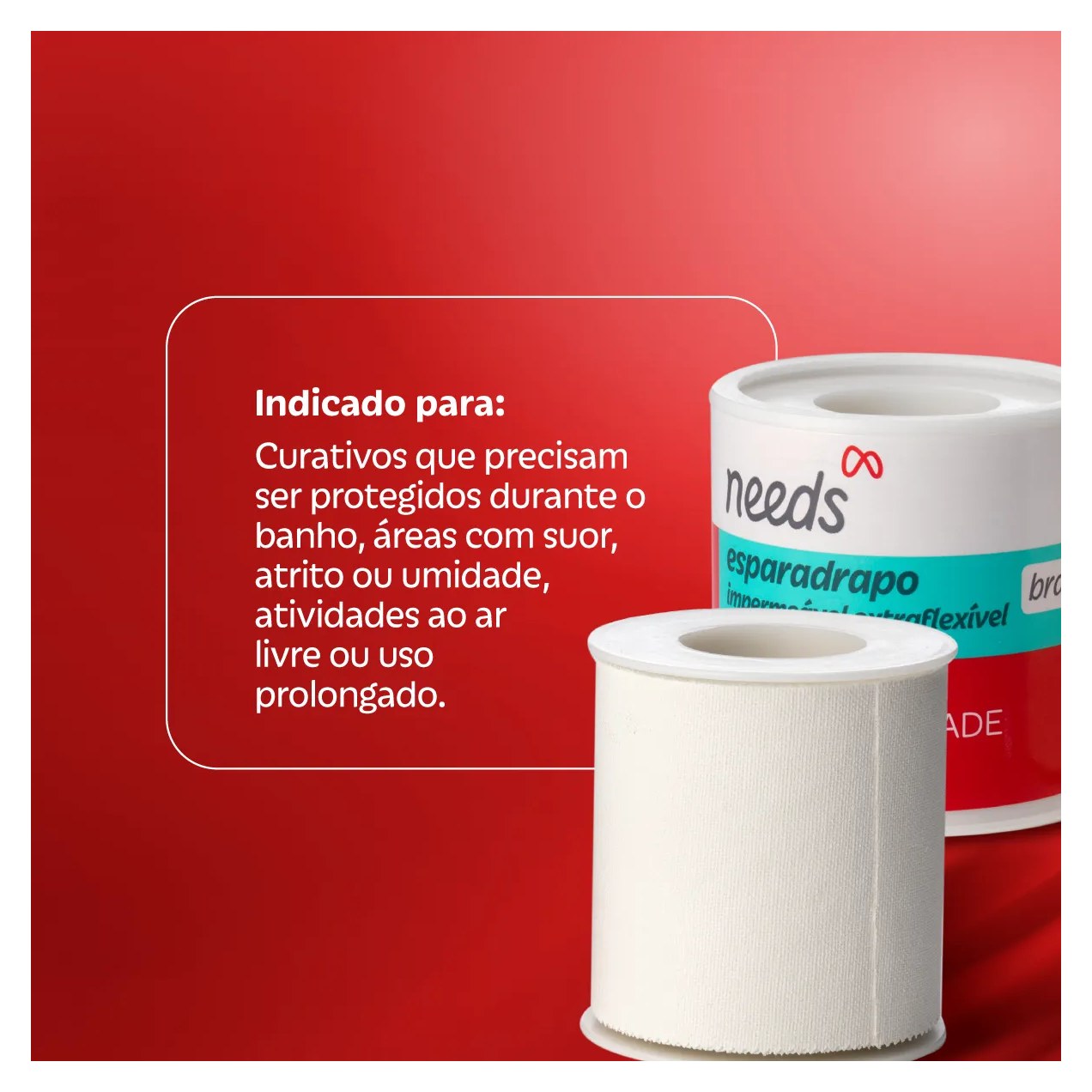 Esparadrapo Needs Branco Impermeável 5cm x 4,5m 1 unidade