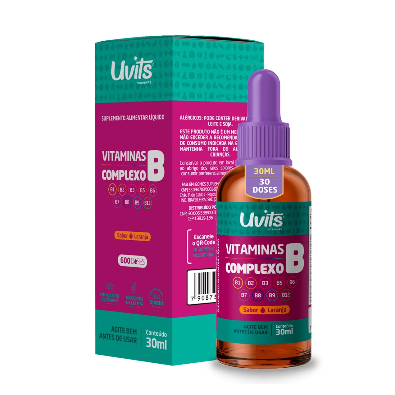 Vitaminas Complexo B 30ml Liquida Doses - Uvits Laranja