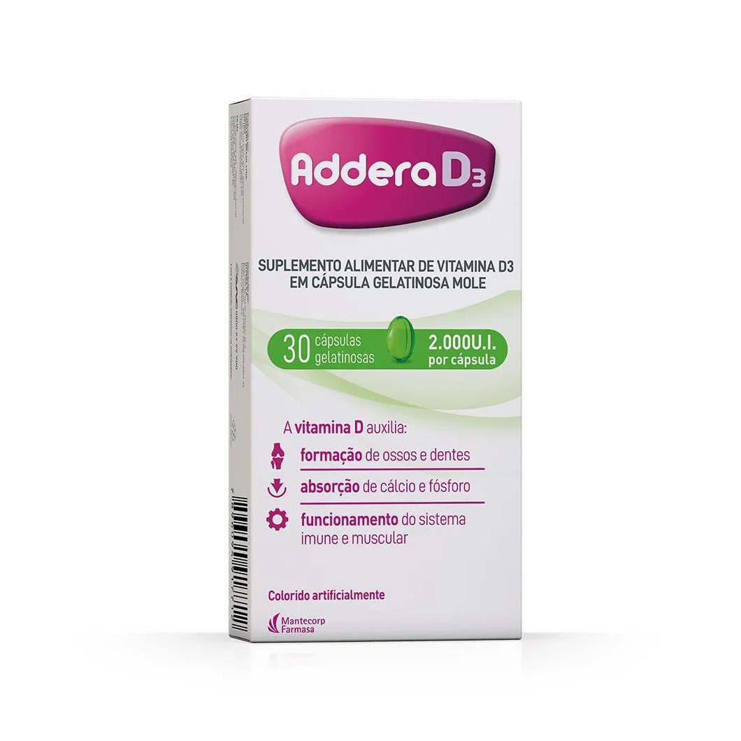Vitamina D Addera 2000Ui 30 Cápsulas Gelatinosas