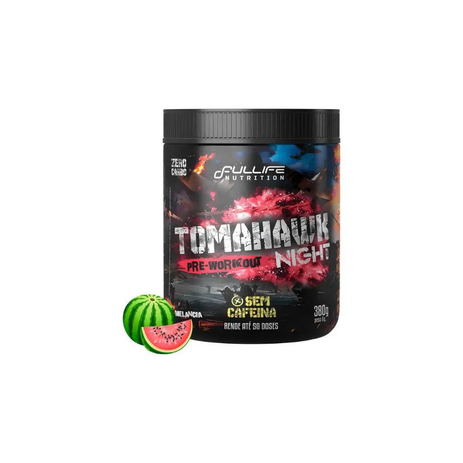 Pré Treino sem Cafeina Zero Carbo Tomahawk Night 380G Sabor Melancia