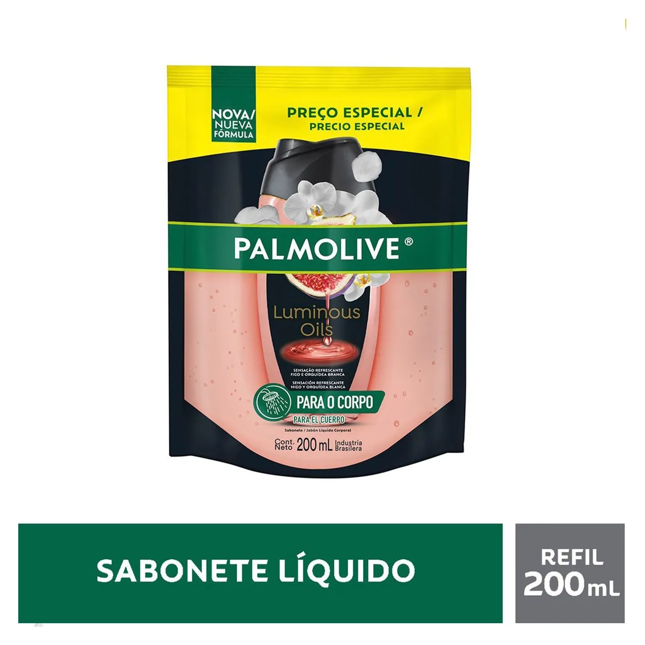Sabonete Líquido Corporal Palmolive Luminous Oils Figo e Orquídeas Brancas Refil 200ml