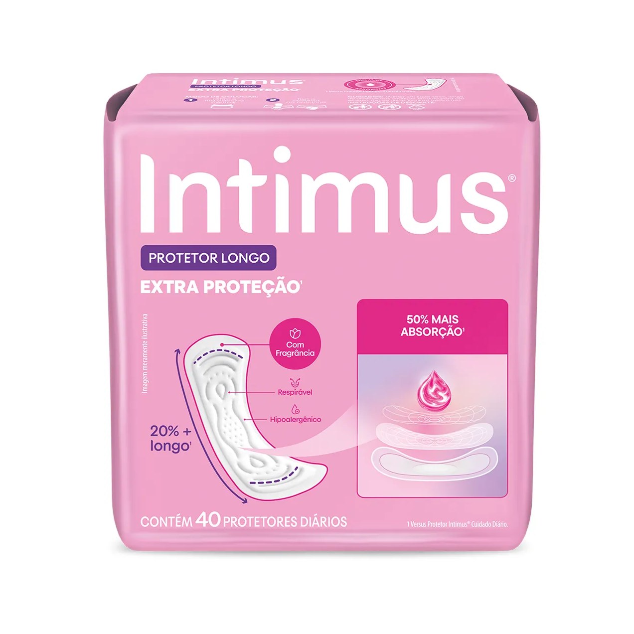 Protetor Diário Intimus Longo Extra Proteção 40 unidades