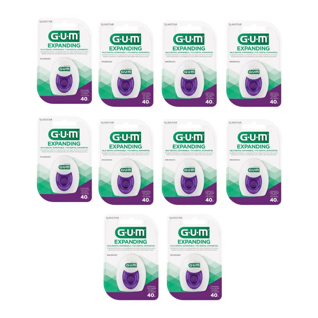 Kit 10 Fio Dental Expanding 40M - Gum
