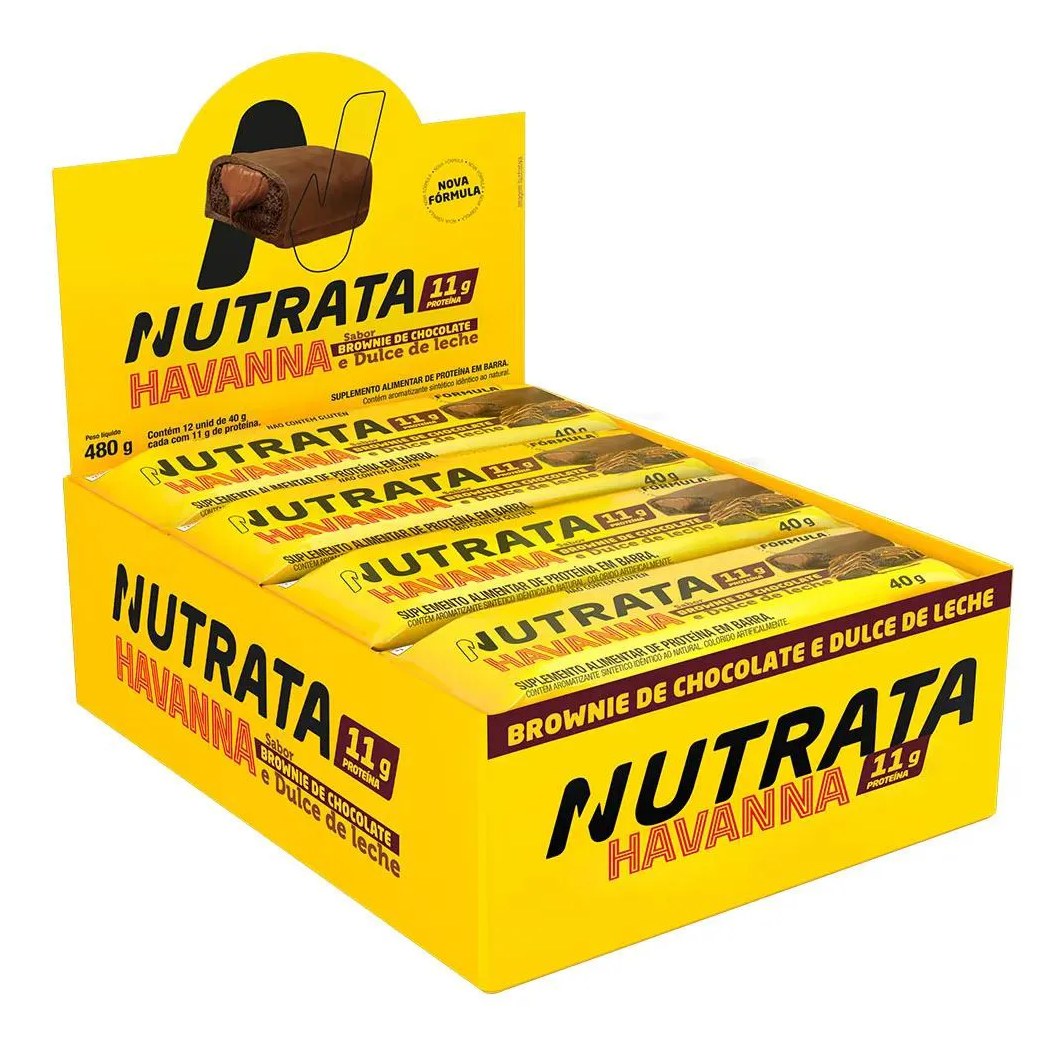 Whey Grego Bar Havanna Nutrata Barra de Proteína 12Un - Brownie de Chocolate