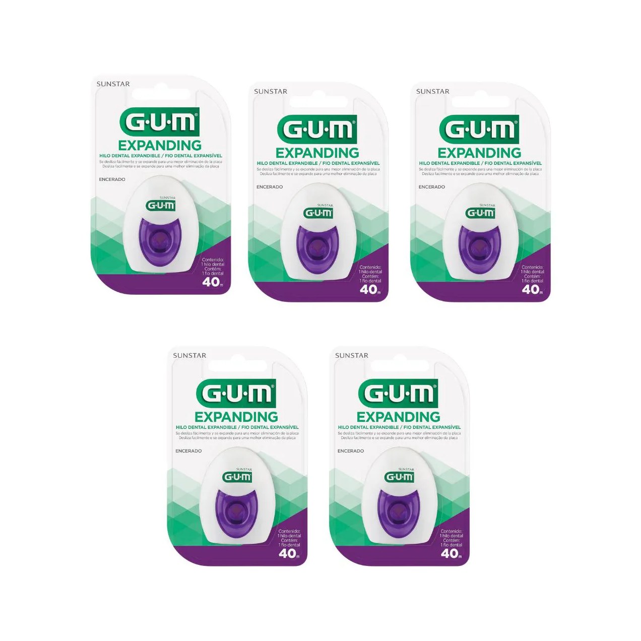 Kit 5 Fio Dental Expanding 40M - Gum