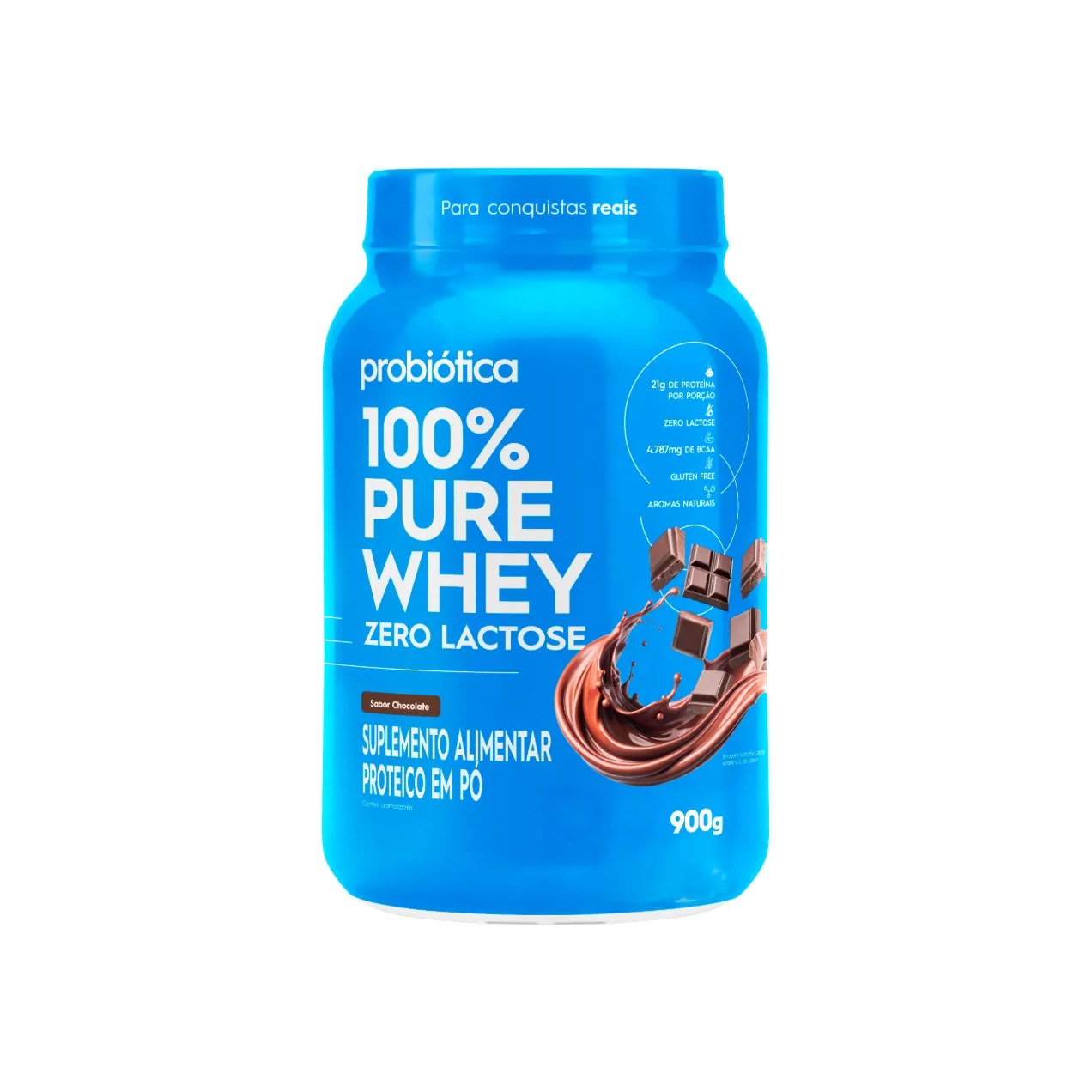 Whey Protein Concentrado Probiótica Zero Lactose Sabor Chocolate 900g