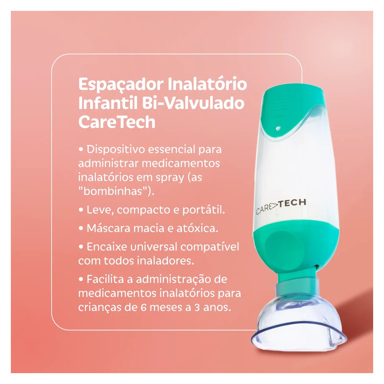 Espaçador Inalatório Infantil Bi-Valvulado CareTech 1 unidade
