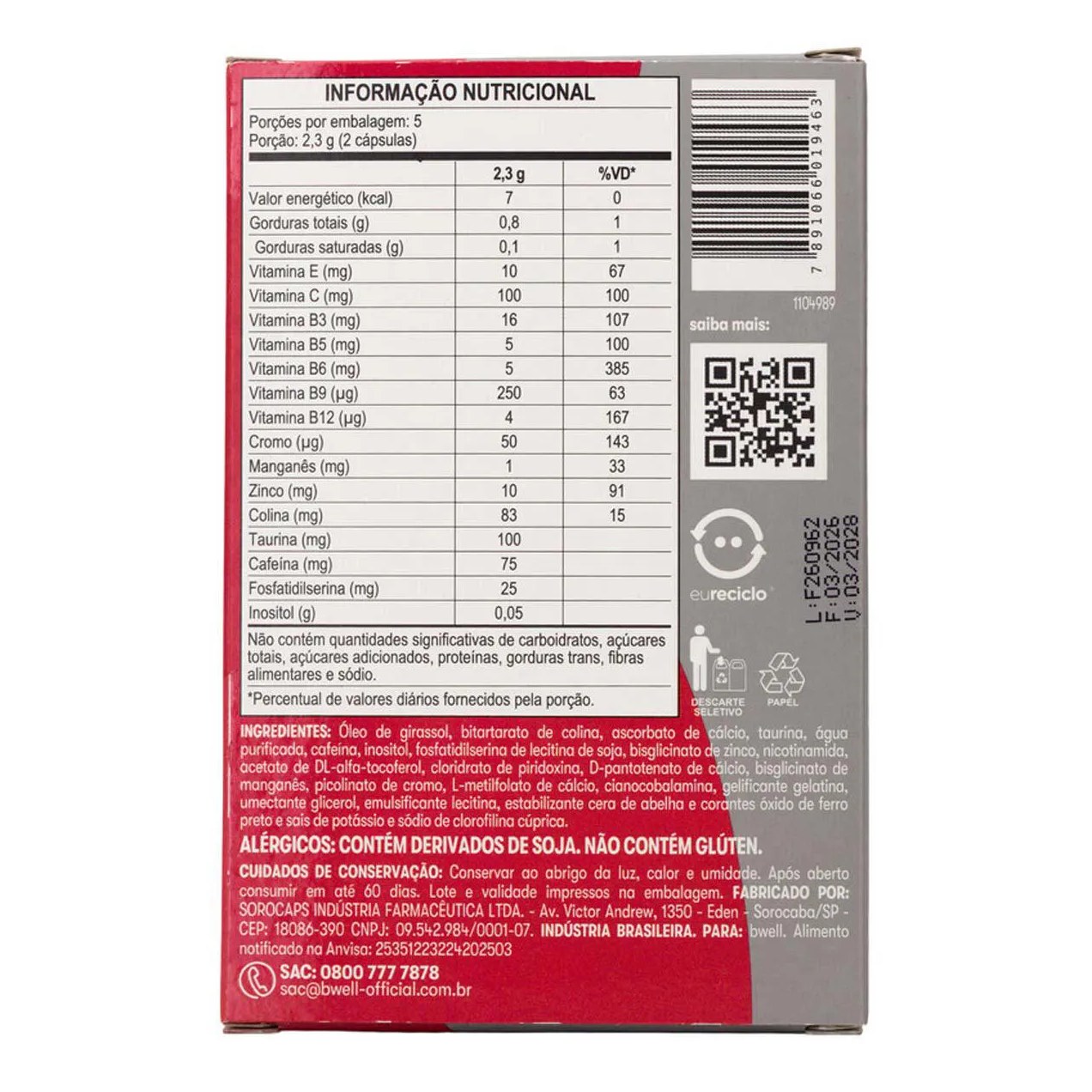 Bwell Multivitamínico Concentramax 10 cápsulas