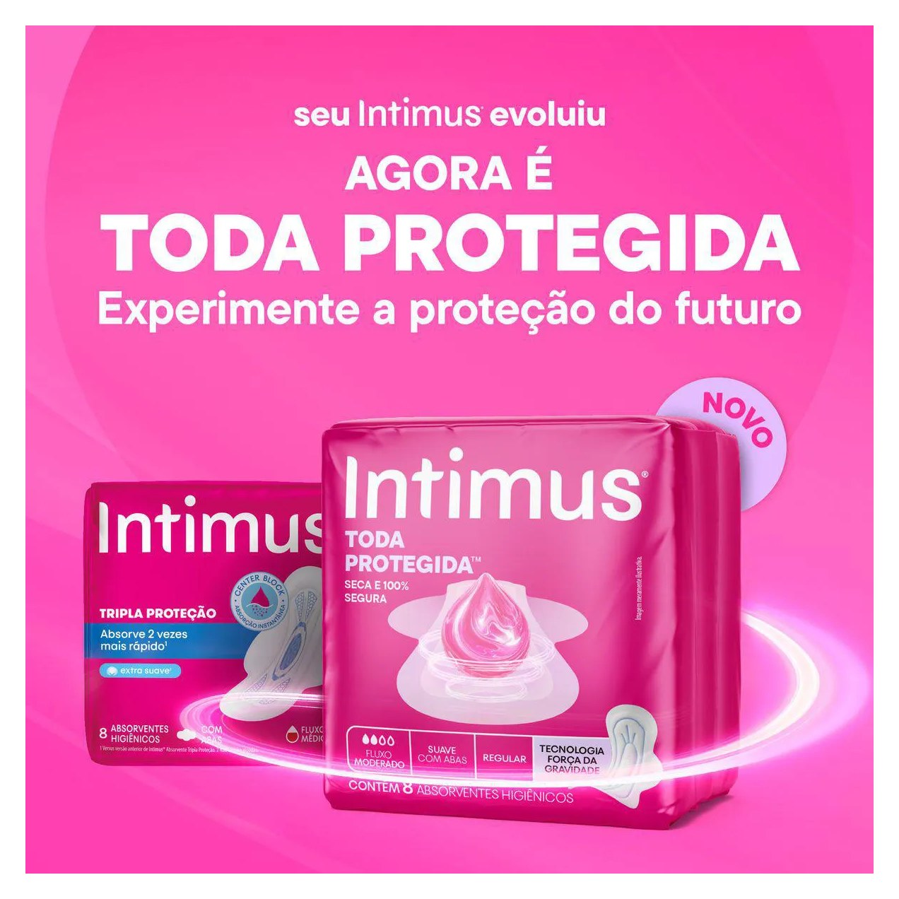 Absorvente Intimus Toda Protegida Cobertura Suave com Abas 8 unidades