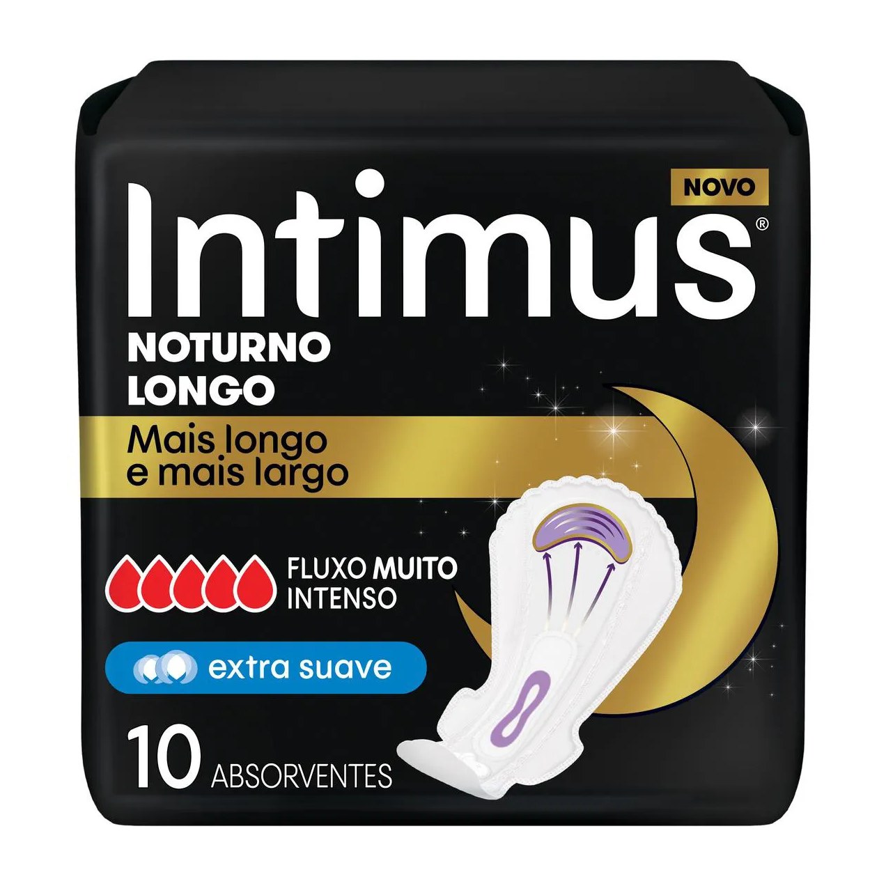 Absorvente Feminino Intimus Noturno Suave com 10 Unidades