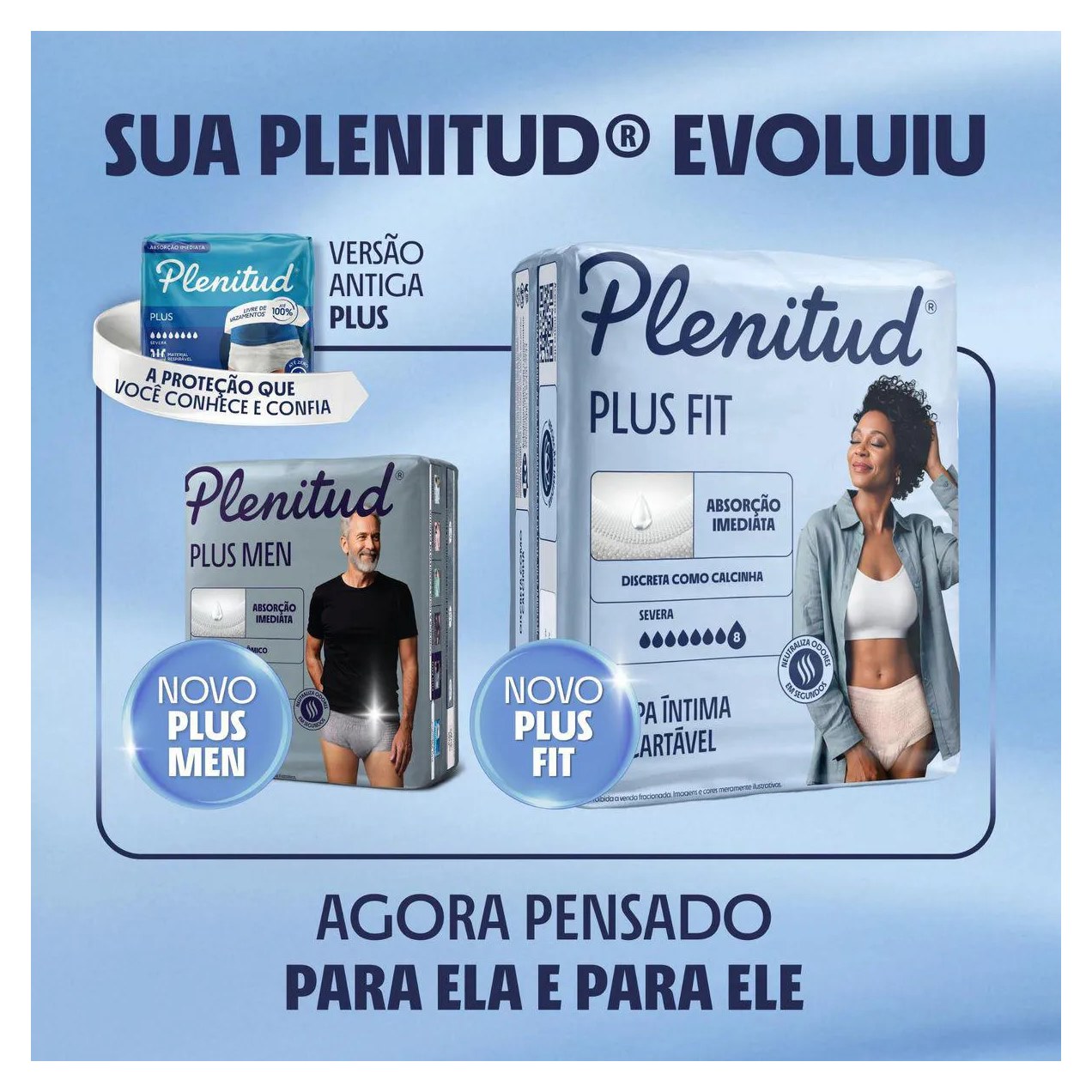Roupa Íntima Descartável Feminina Plenitud Plus Fit P/M 32 unidades