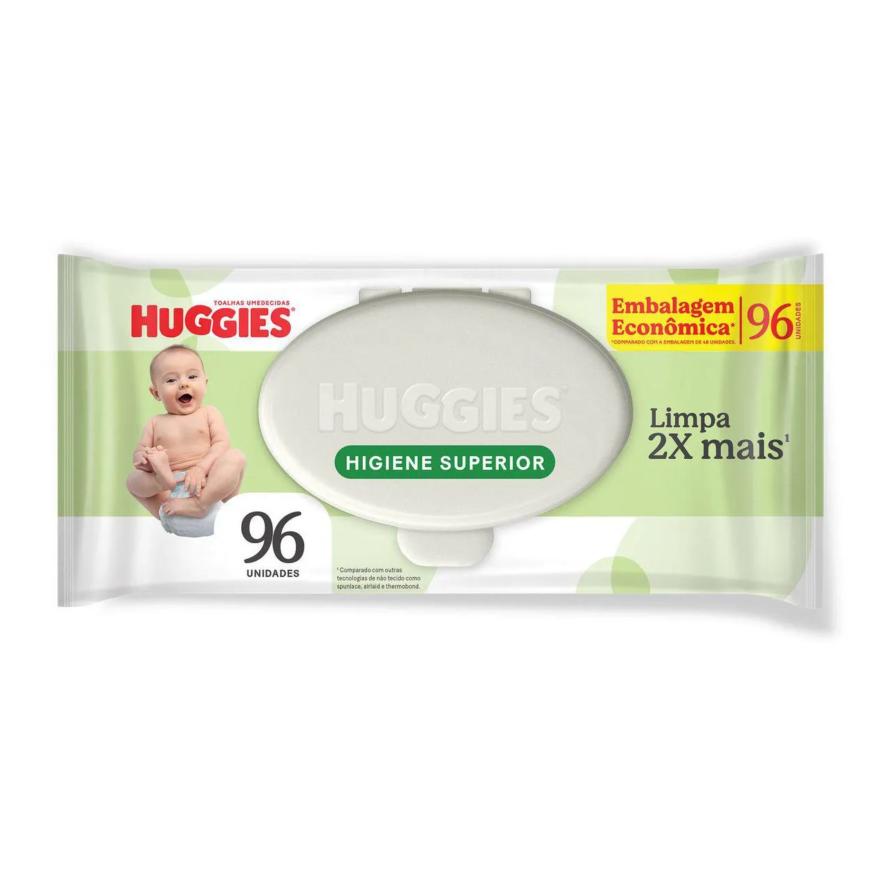 Lenço Umedecido Huggies Higiene Superior Hipoalergênico Sem Álcool 96 unidades