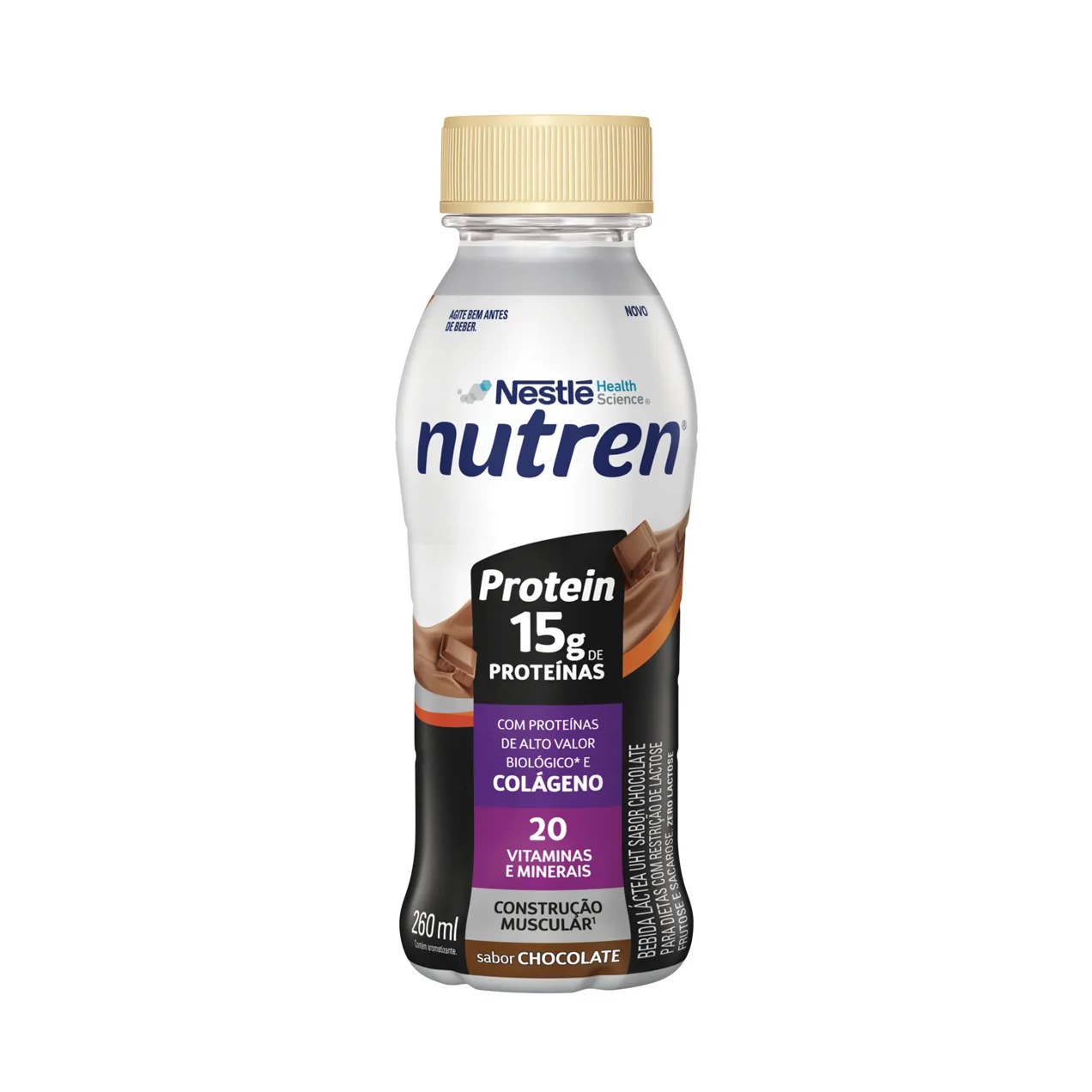 Bebida Láctea Nutren Protein 15g Colágeno Chocolate 260ml