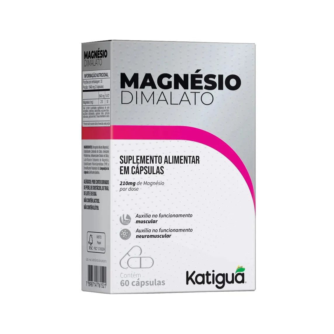 Magnésio Dimalato 210mg - 60 Caps - Katiguá
