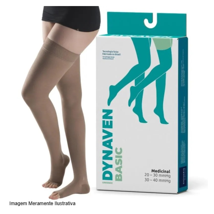 Meia Compressiva Dynaven Basic 7/8 Meia Coxa P2 - Pontera Aberta