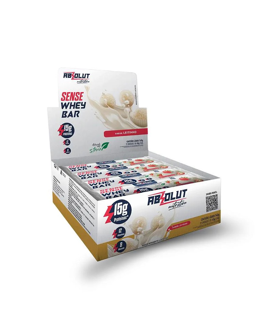 Barra de Proteína Sense Leitinho Display com 12 Unidades 45g Cada Absolut Nutrition