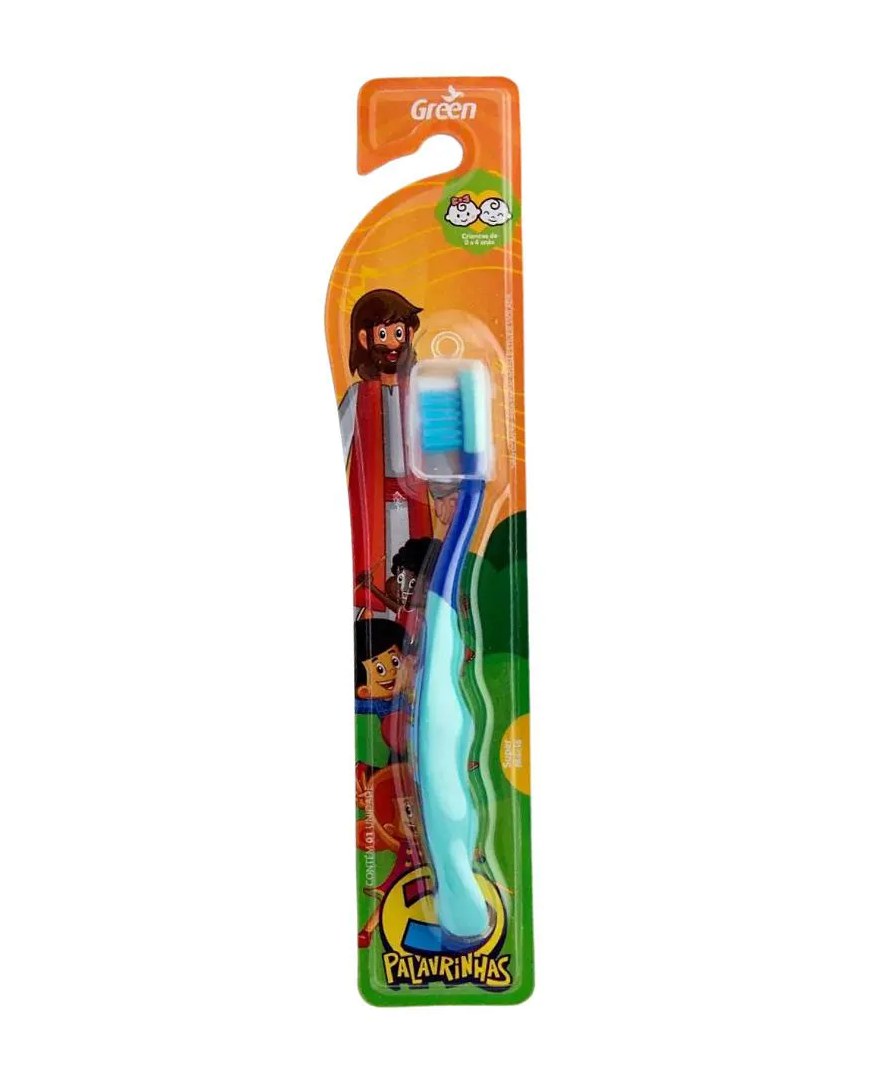 Escova Dental Infantil 3 Palavrinhas Verde Extra Macia de 0 a 3 Anos Green